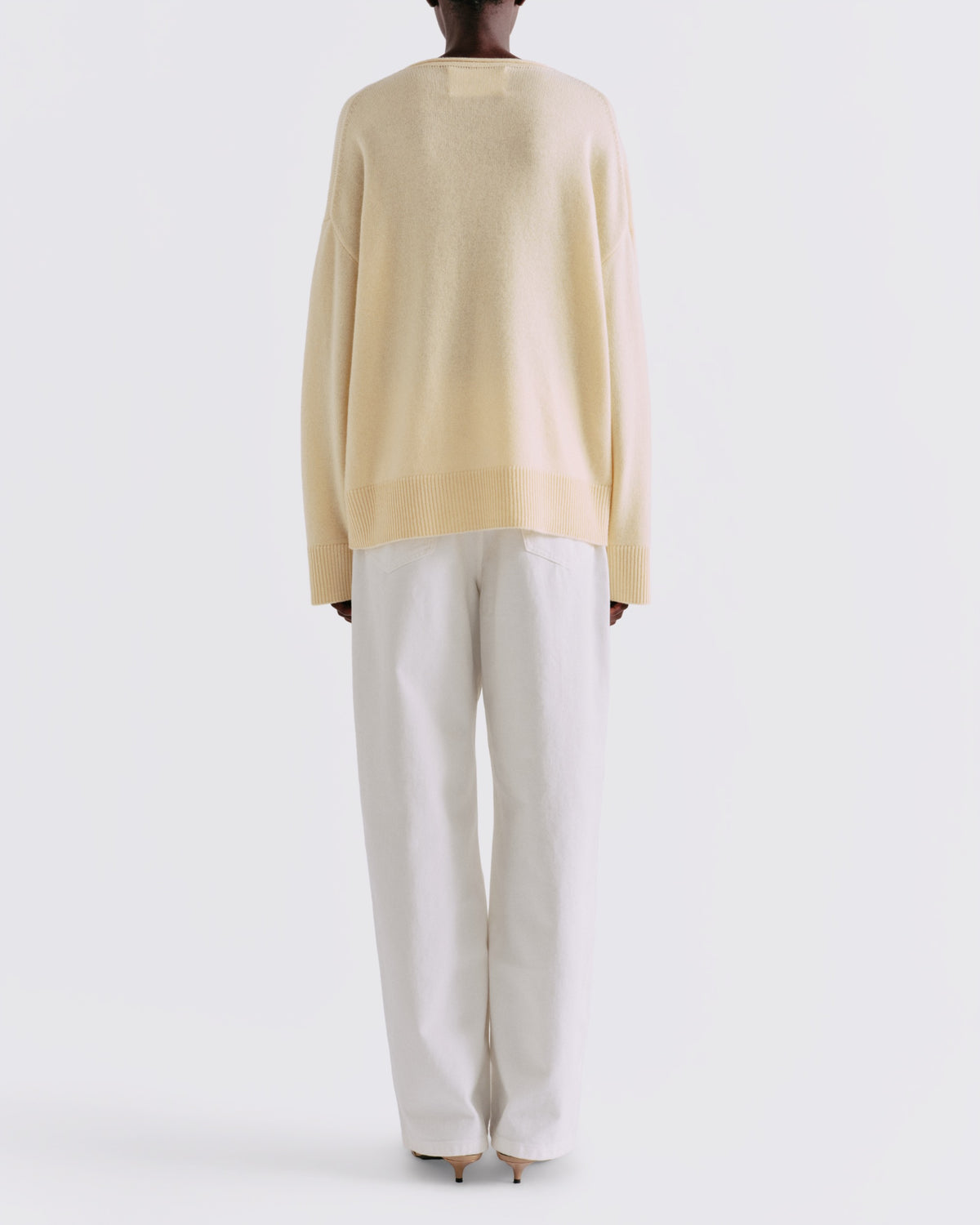 Wool Cashmere Relaxed Crewneck in Rutabaga - back view #colour_Rutabaga