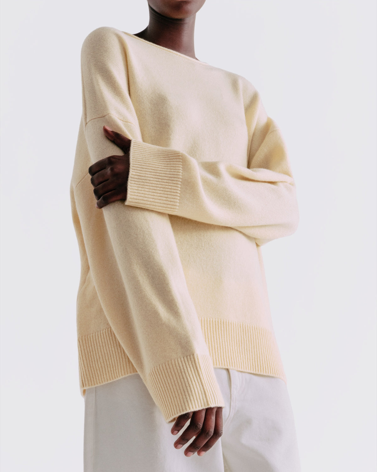 Wool Cashmere Relaxed Crewneck in Rutabaga - close-up #colour_Rutabaga
