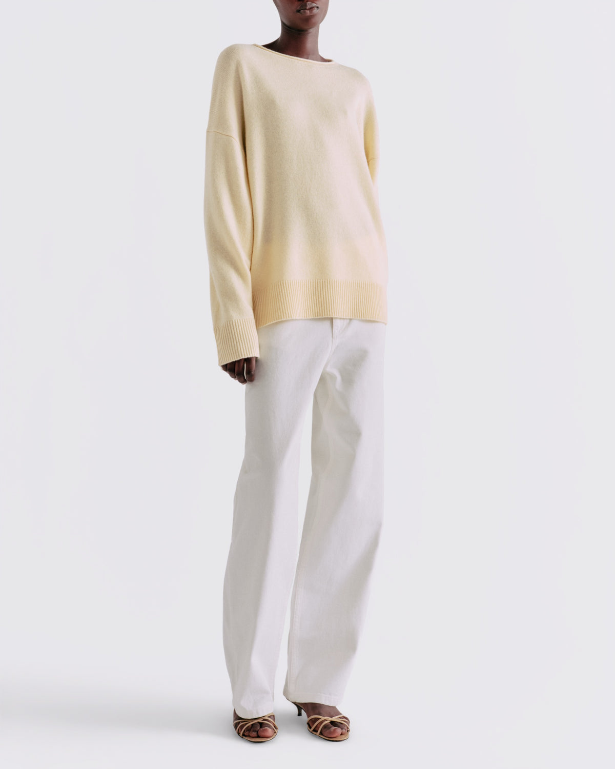 Wool Cashmere Relaxed Crewneck in Rutabaga - front view #colour_Rutabaga