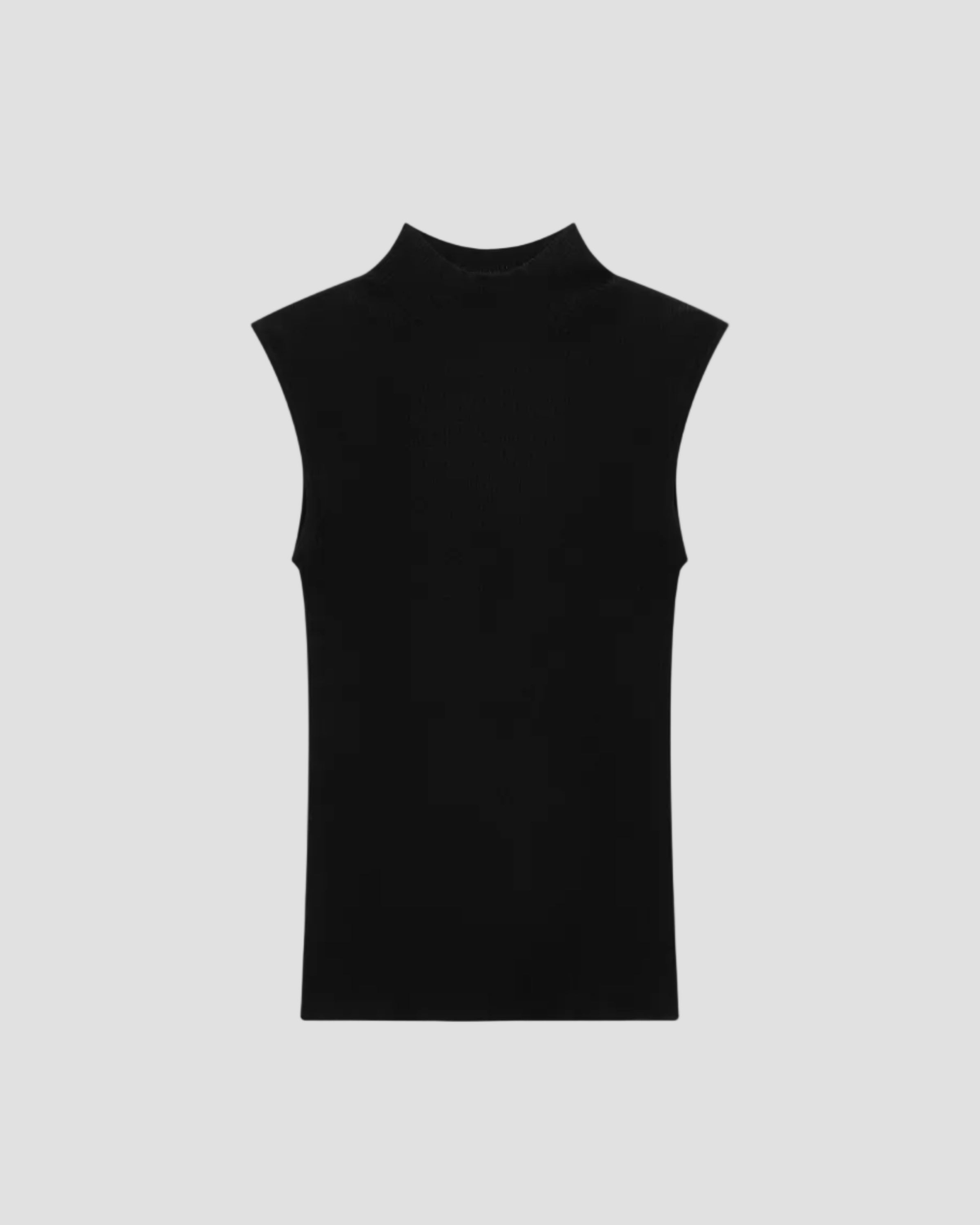 Wool Silk Sleeveless Mock Neck Sweater - Luxury Layering Top | 440ME