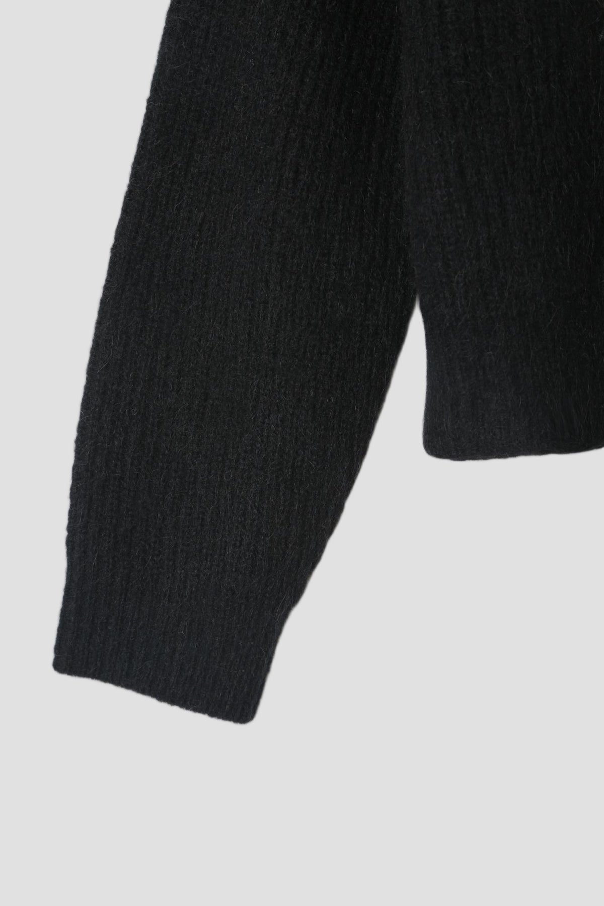 Alpaca Wool Zip Up in Black - detail #colour_Black