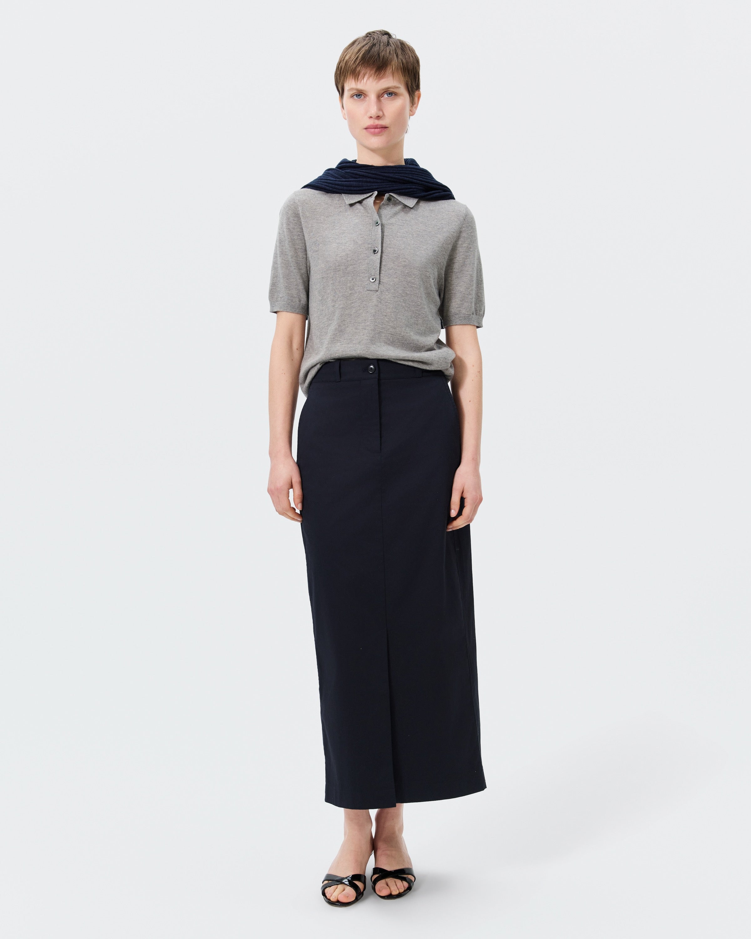 COTTON CHINO PENCIL SKIRT