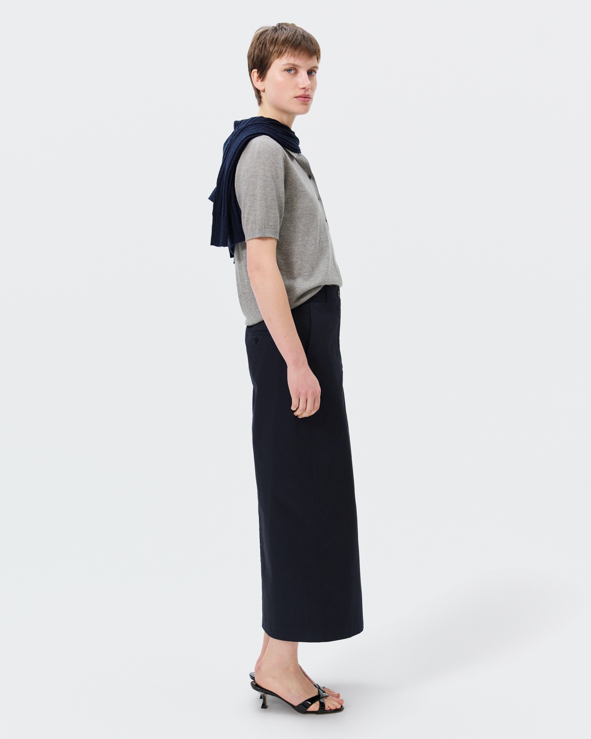 COTTON CHINO PENCIL SKIRT