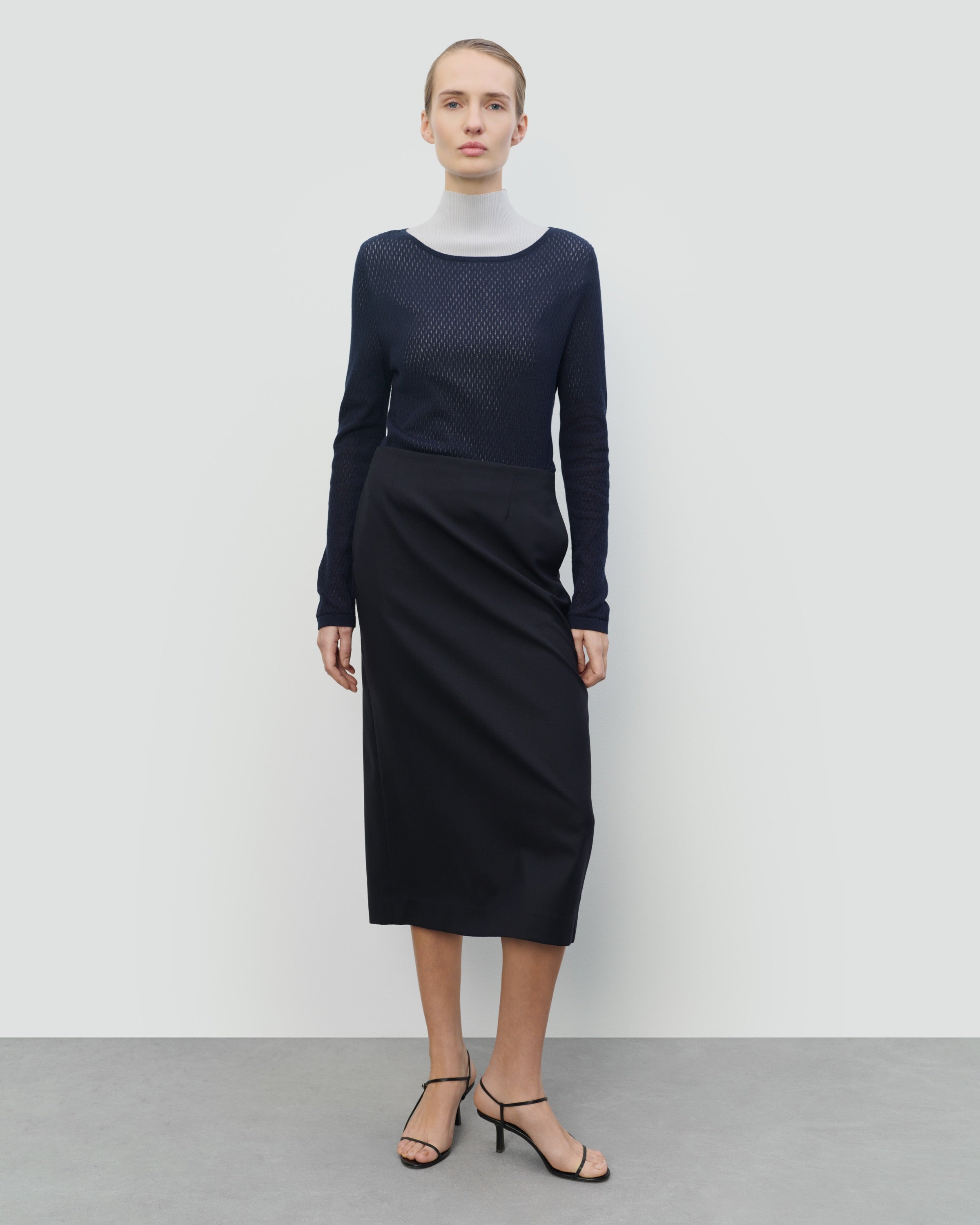 Cotton Mesh Long Sleeve Top – Fine Gauge Luxury Knit | 440ME