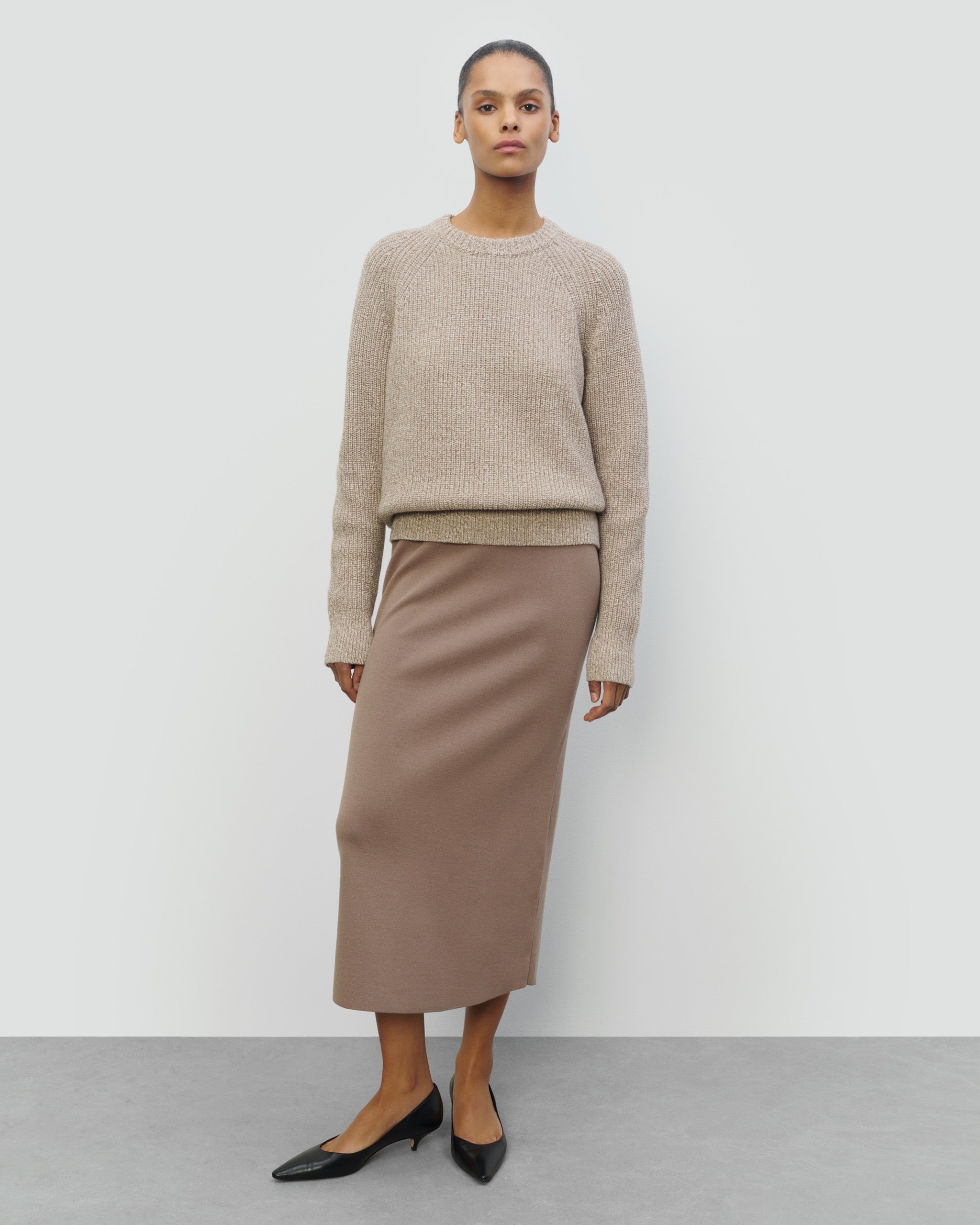 COTTON WOOL RIB CREWNECK