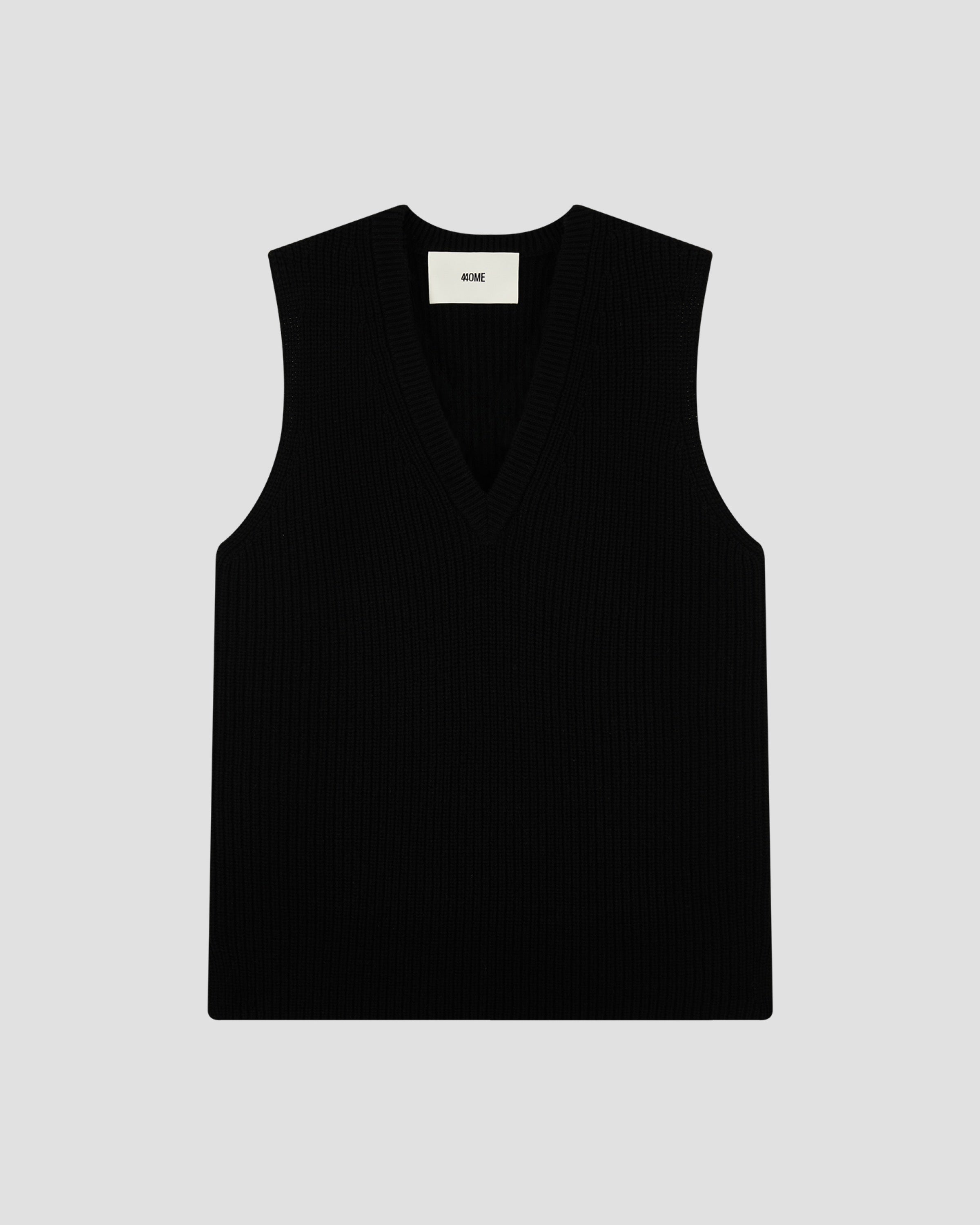 COTTON WOOL RIB SLEEVELESS VNECK