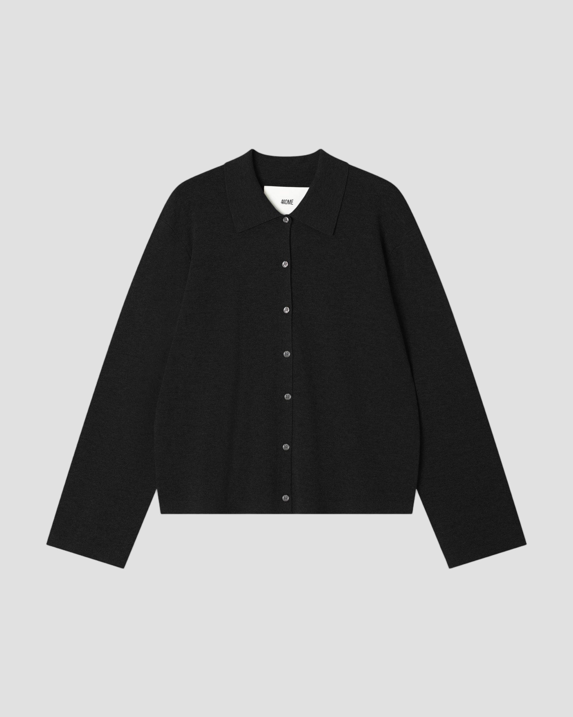 Cashmere Silk Boxy Knit Shirt