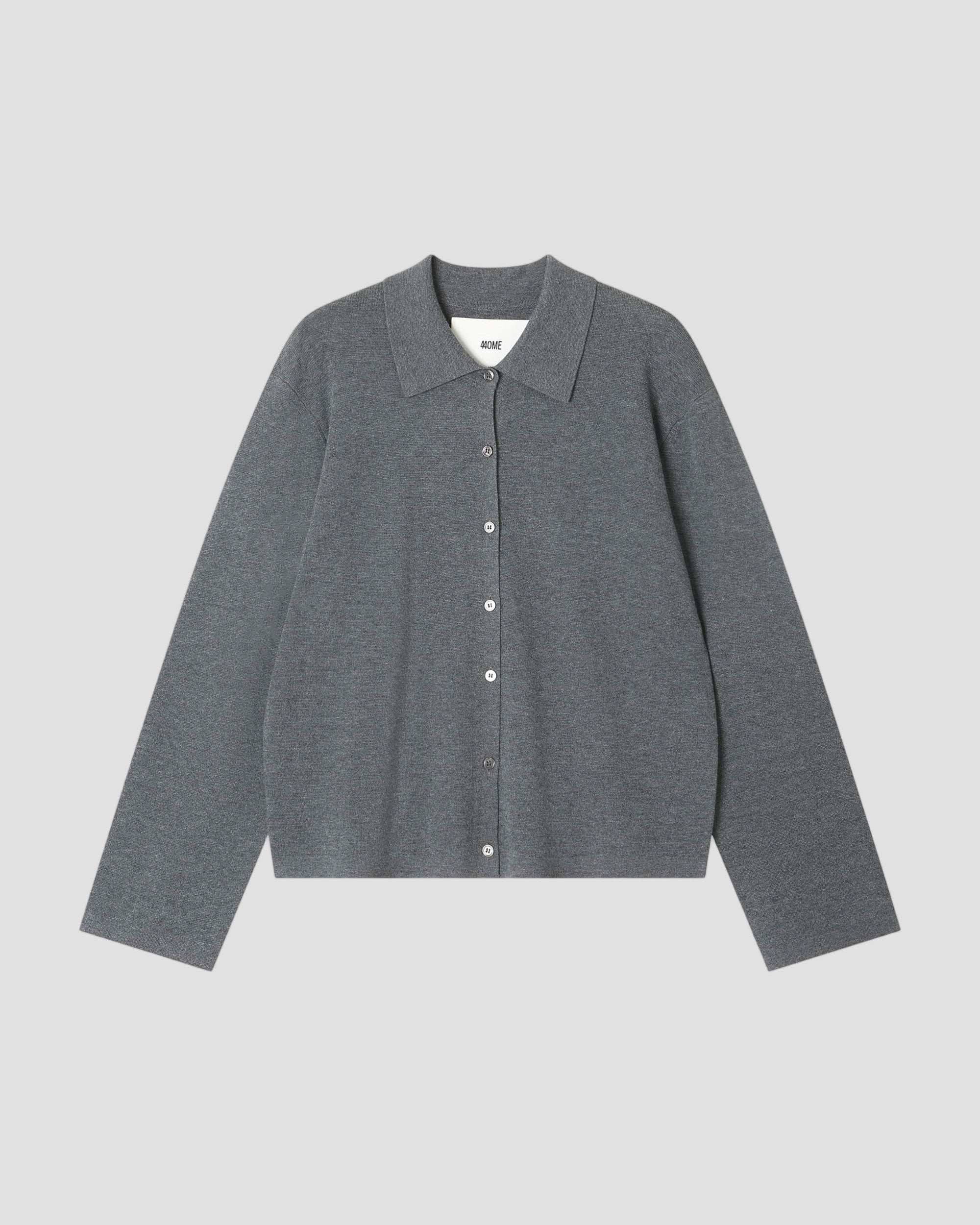 Cashmere Silk Boxy Knit Shirt