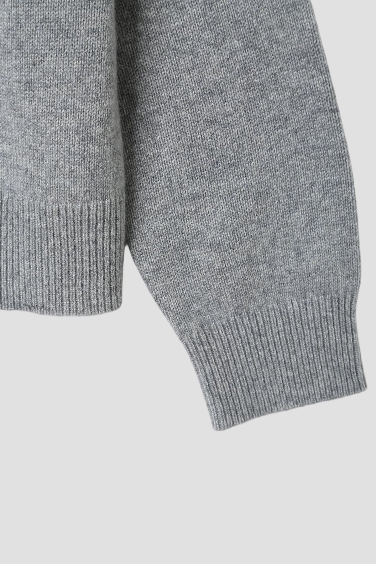 CASHMERE BOXY MOCK NECK in Medium Grey - detail #colour_Medium Grey