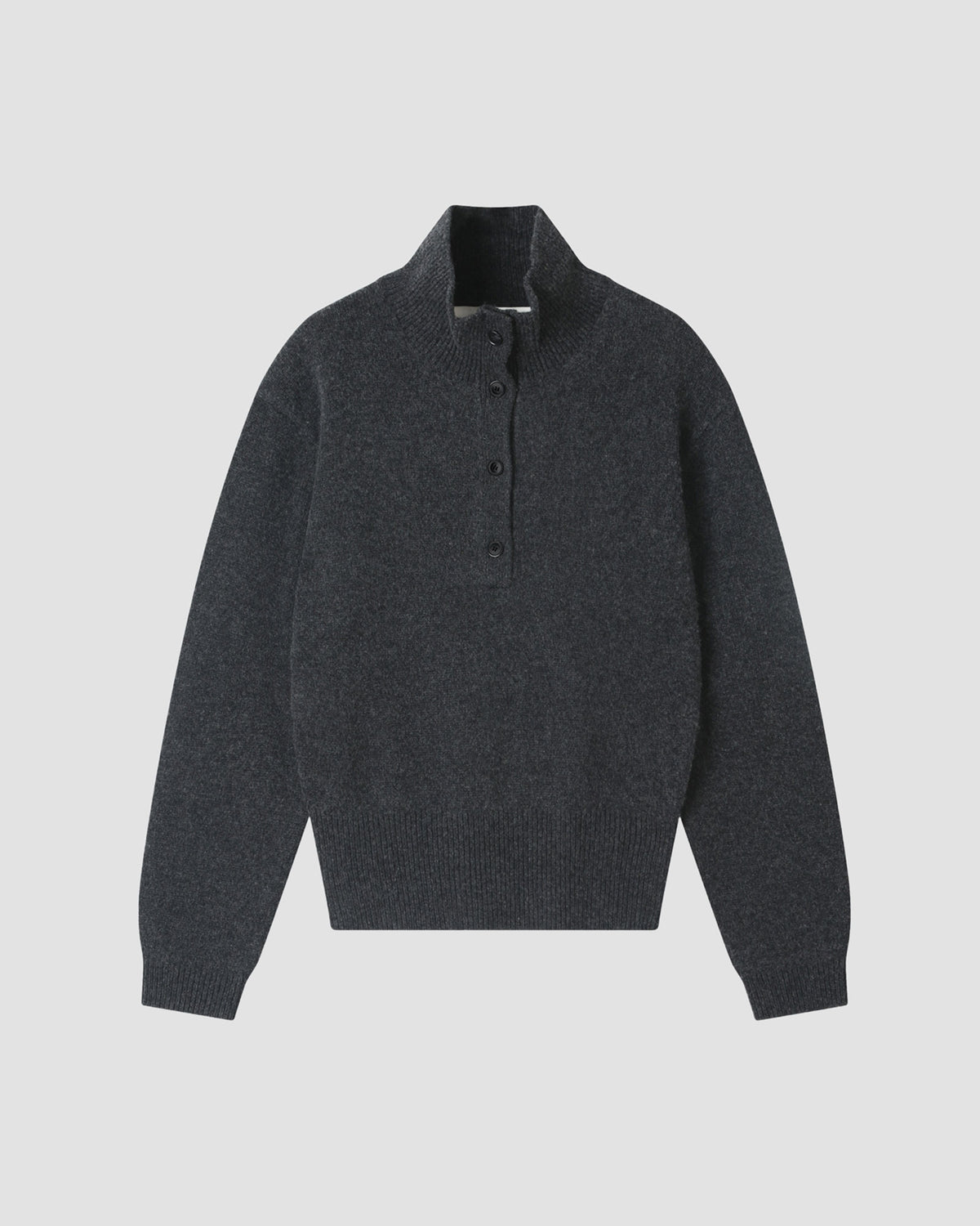 Cotton Wool Button Up Mock Neck