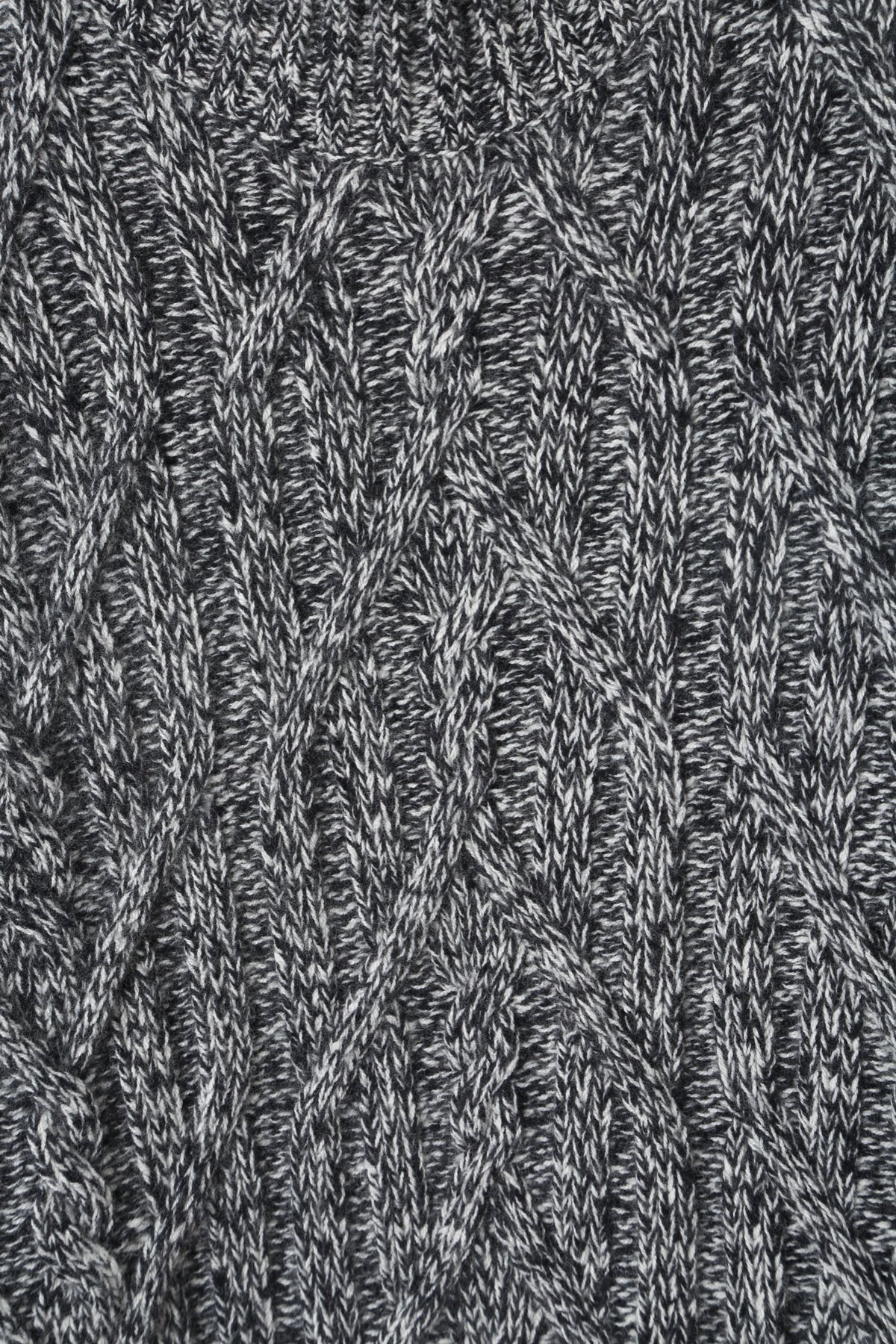 Cotton Wool Cable Mock Neck in Black / White Mixed - detail #colour_Black / White Mixed