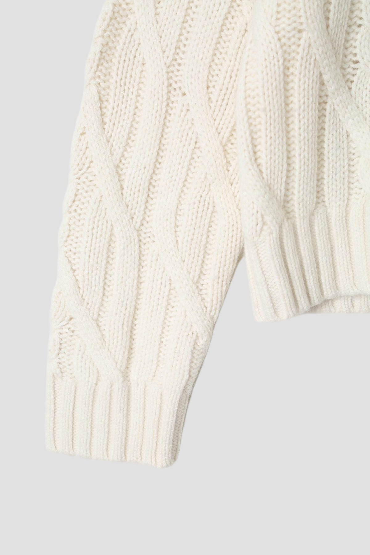 Cotton Wool Cable Mock Neck in Chalk - detail #colour_Chalk