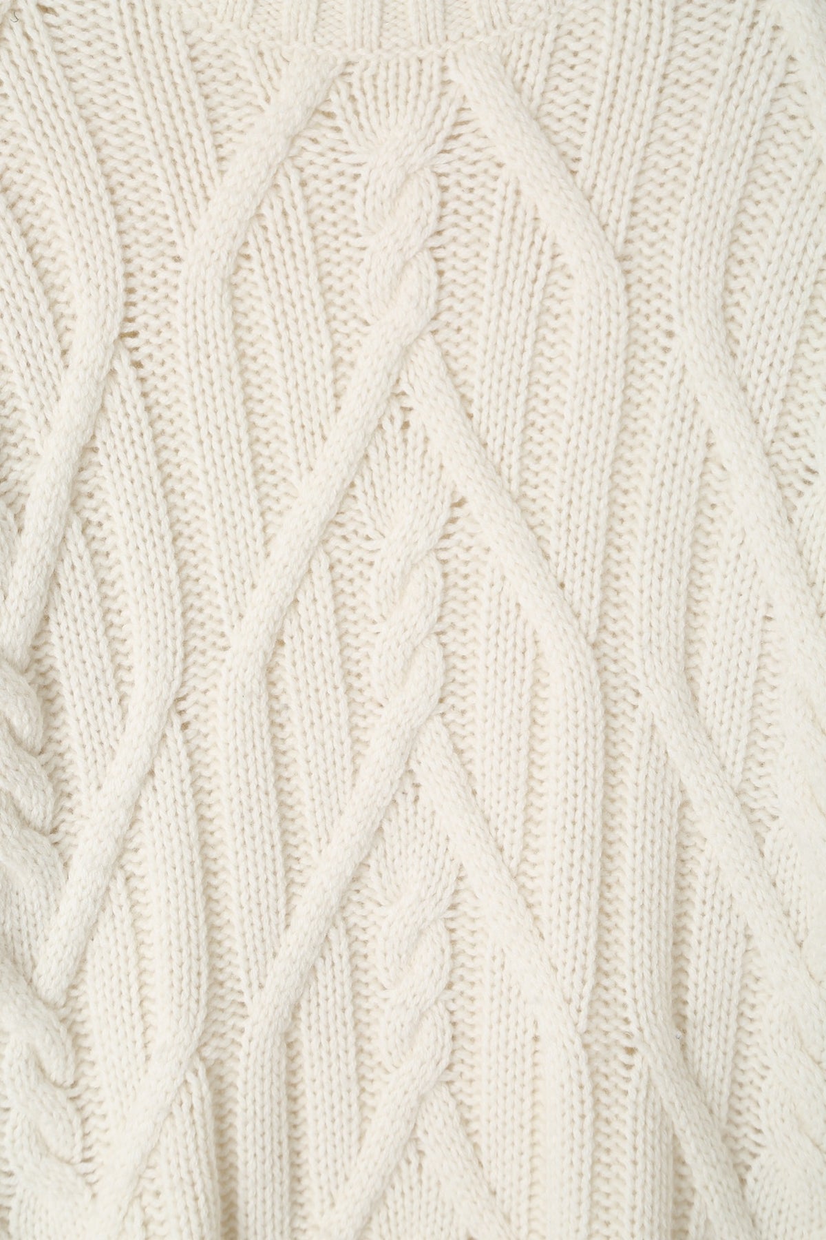 Cotton Wool Cable Mock Neck in Chalk - detail #colour_Chalk