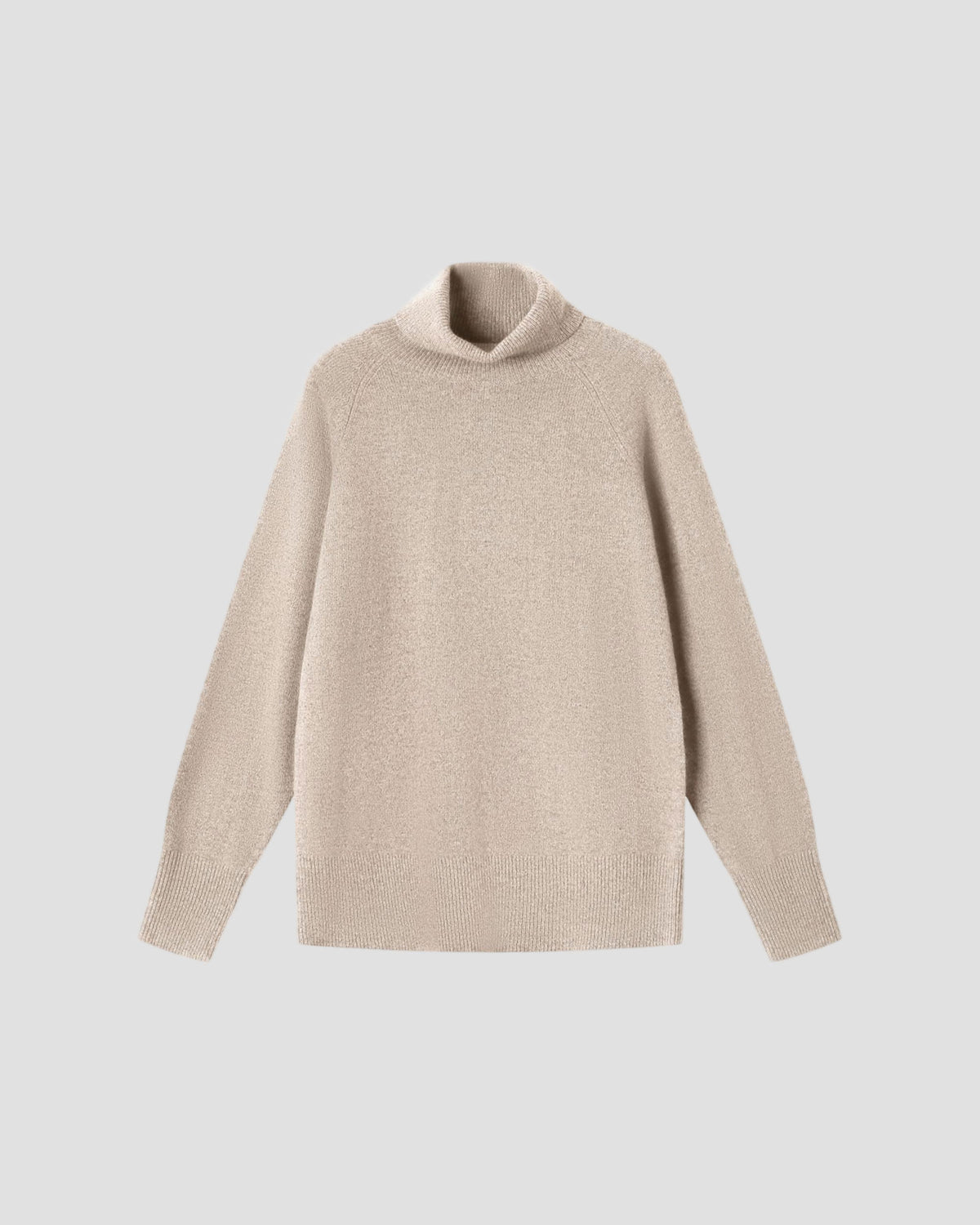 Essential Wool Long Sleeve Turtleneck in Sand - flat front