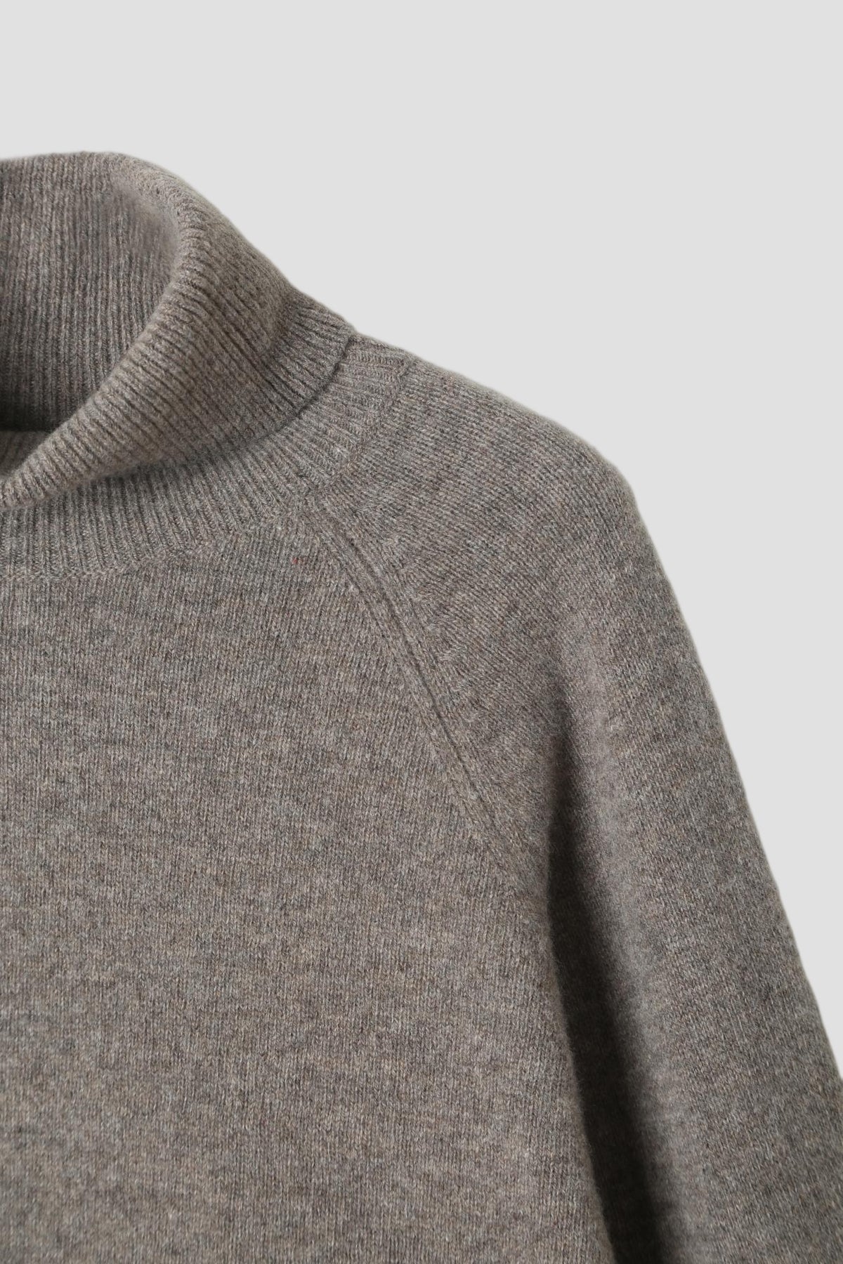 Essential Wool Long Sleeve Turtleneck in Coffee - detail #colour_Coffee