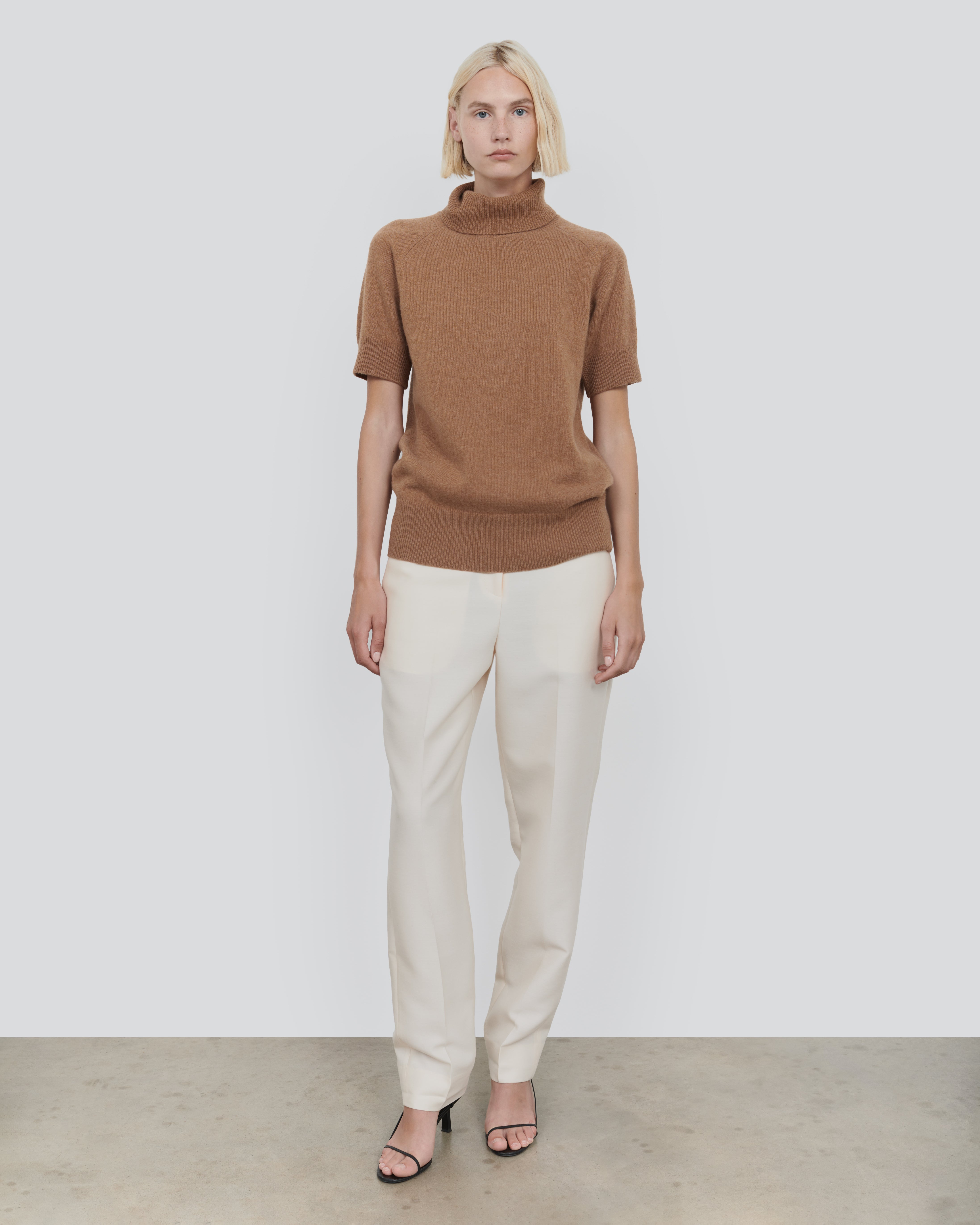 Wool Short Sleeve Turtleneck Sweater - Luxury Layering Essential