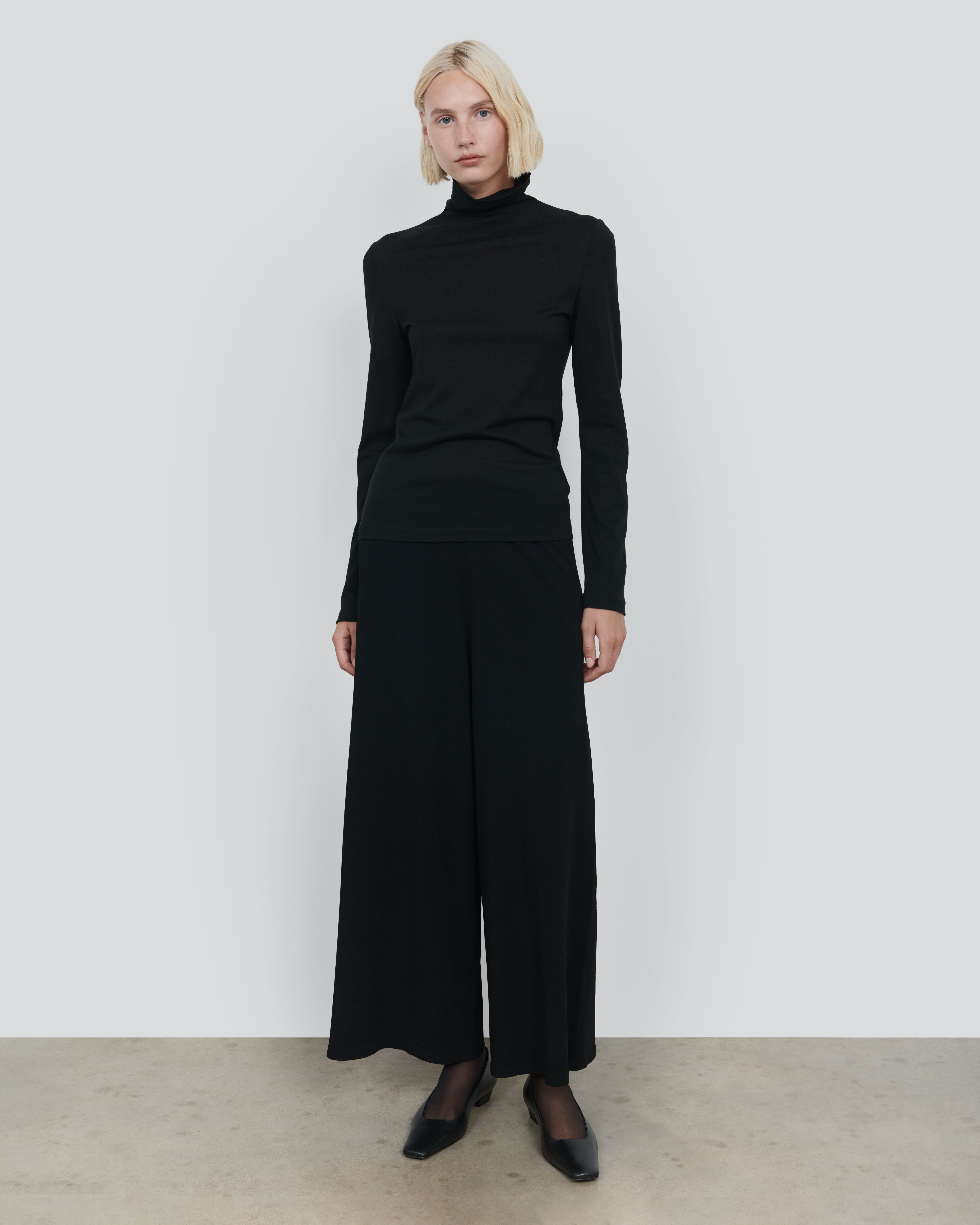 VISCOSE KNIT WIDE LEG PANT