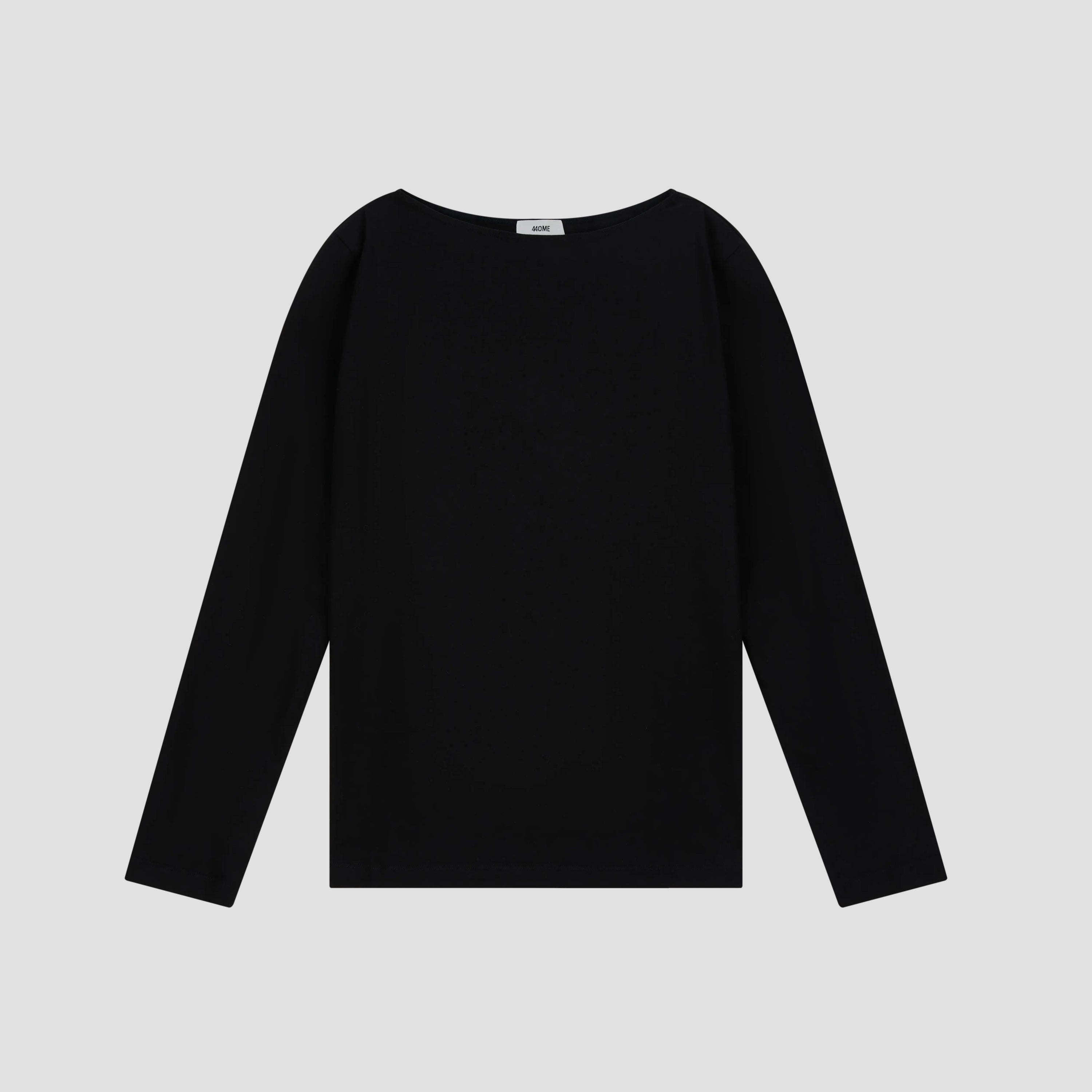 COTTON LONG SLEEVE BOAT NECK TEE