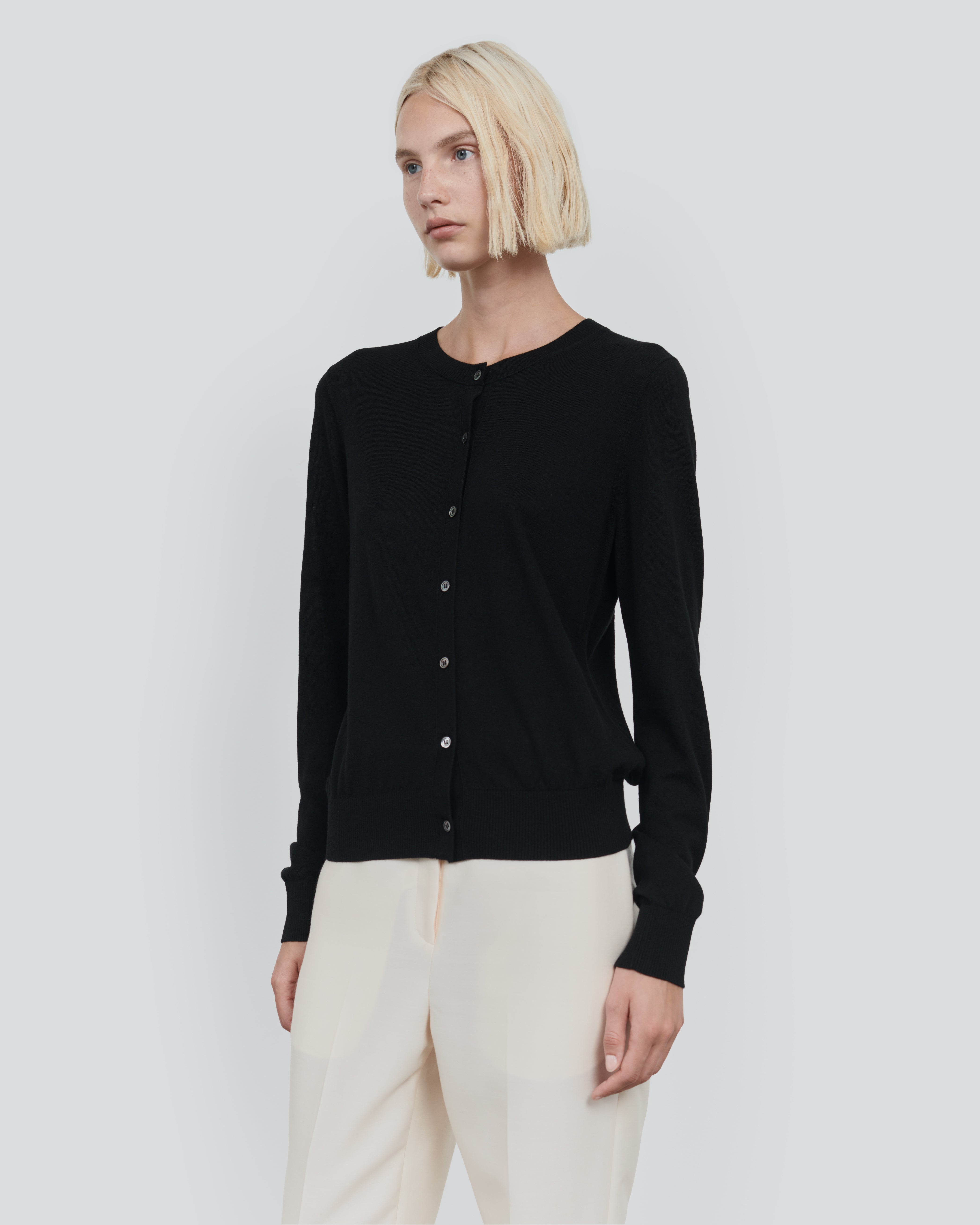 WOOL SILK LONG SLEEVE CARDIGAN