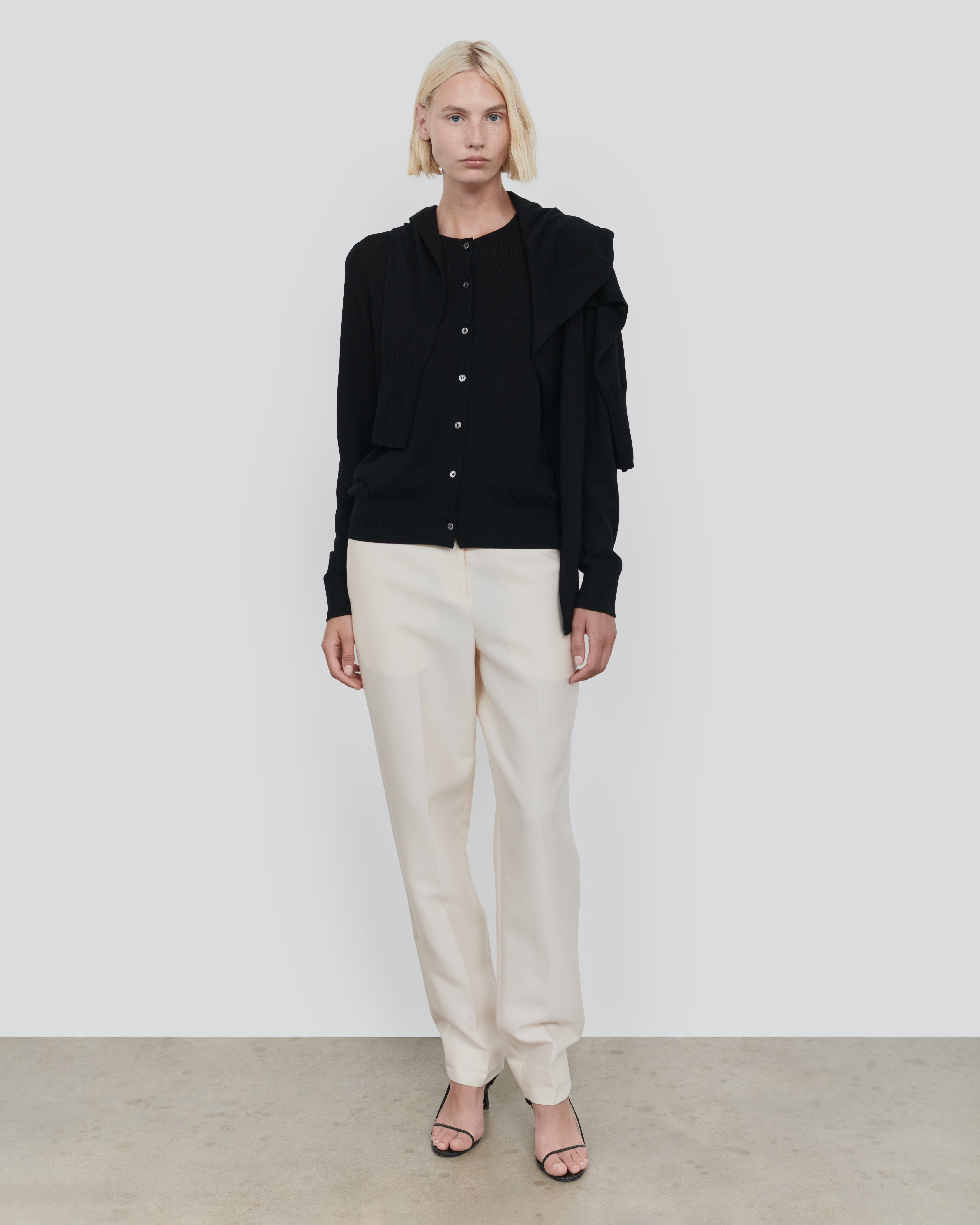 WOOL SILK LONG SLEEVE CARDIGAN