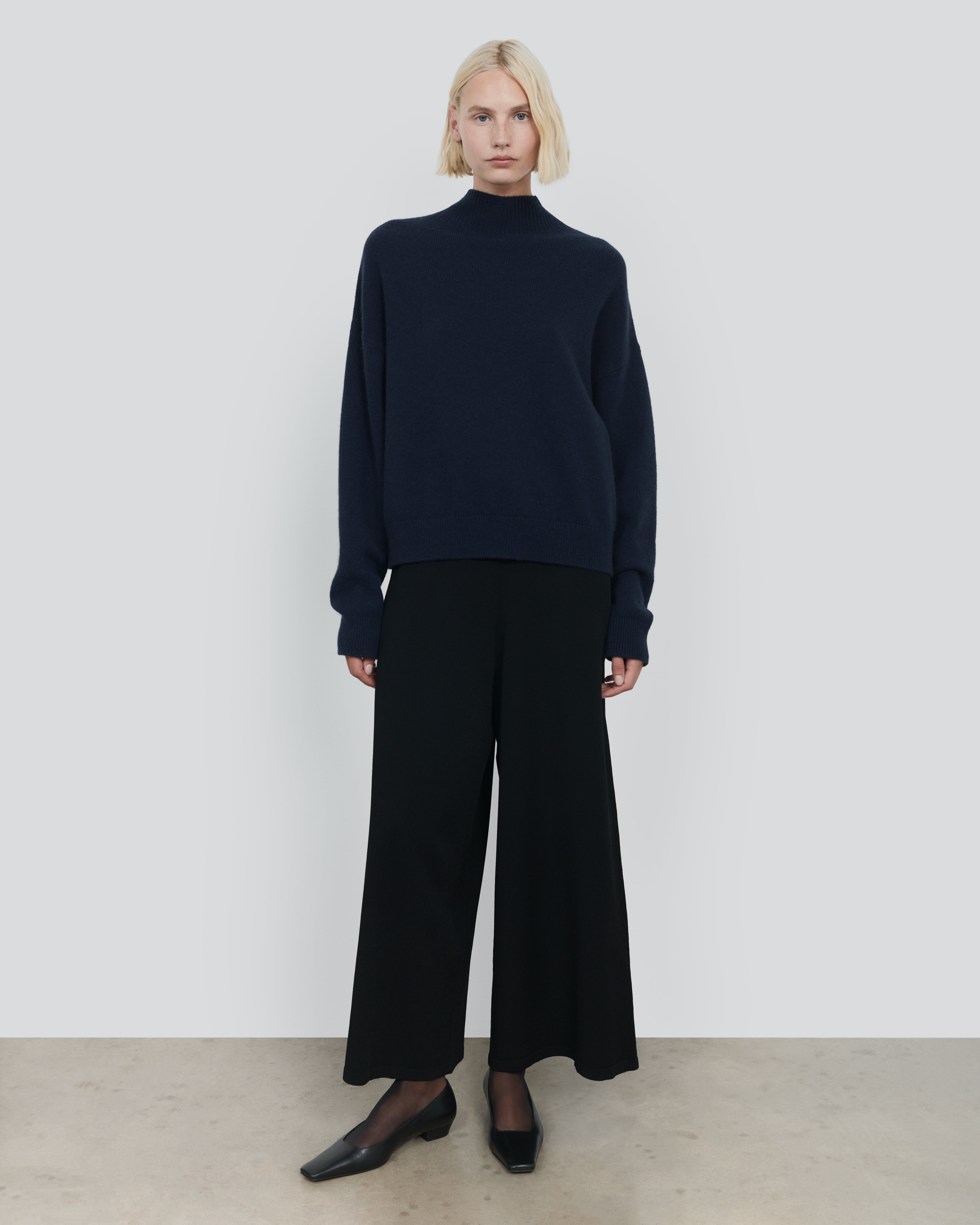Cashmere Boxy Mock Neck Sweater - Relaxed Fit Luxury Knit | 440ME
