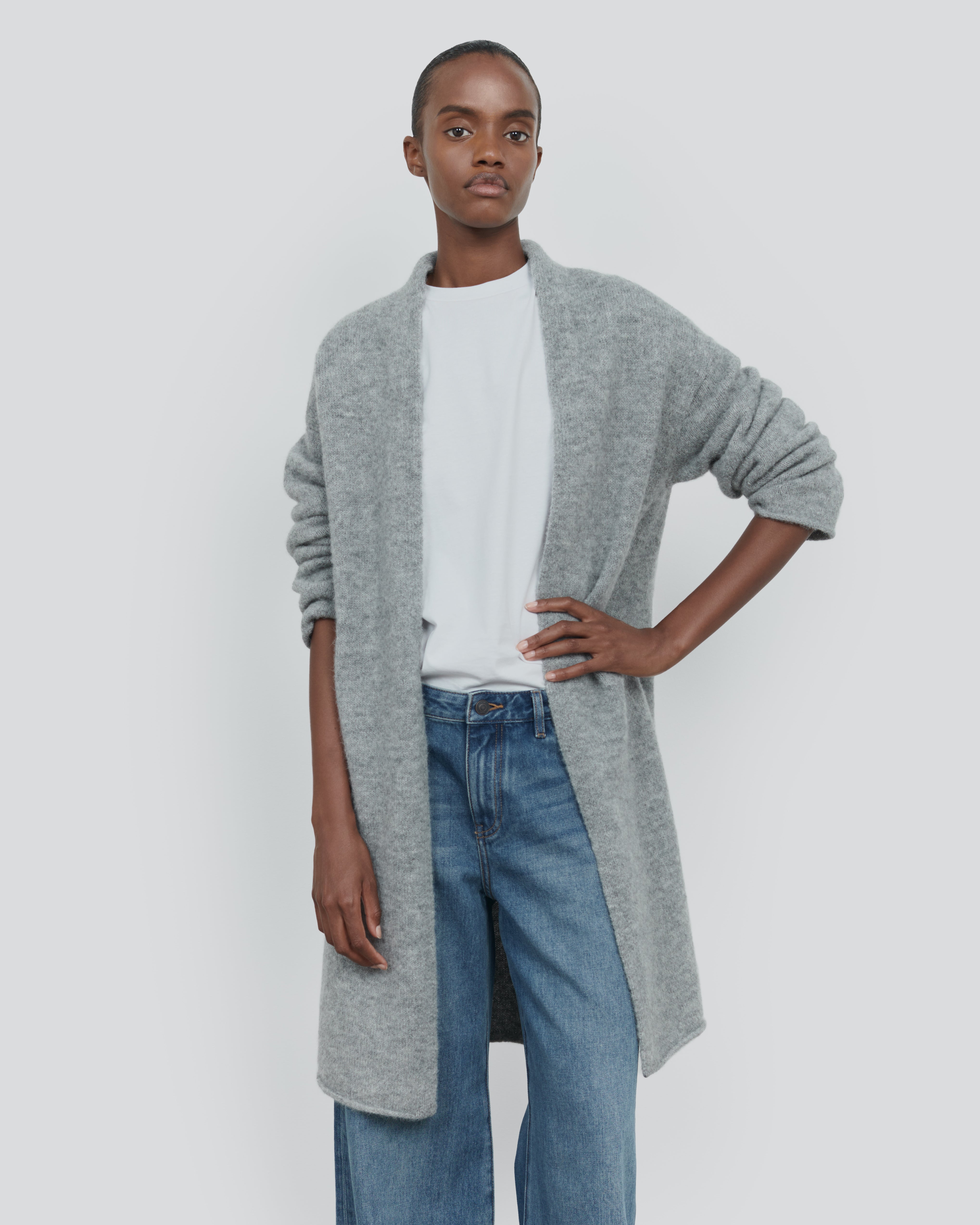 rurumu: ルルムウ Boa sleeve knit cardigan Alpaca Long Sleeve Cardigan - Lightweight Luxury Sweater | 440ME