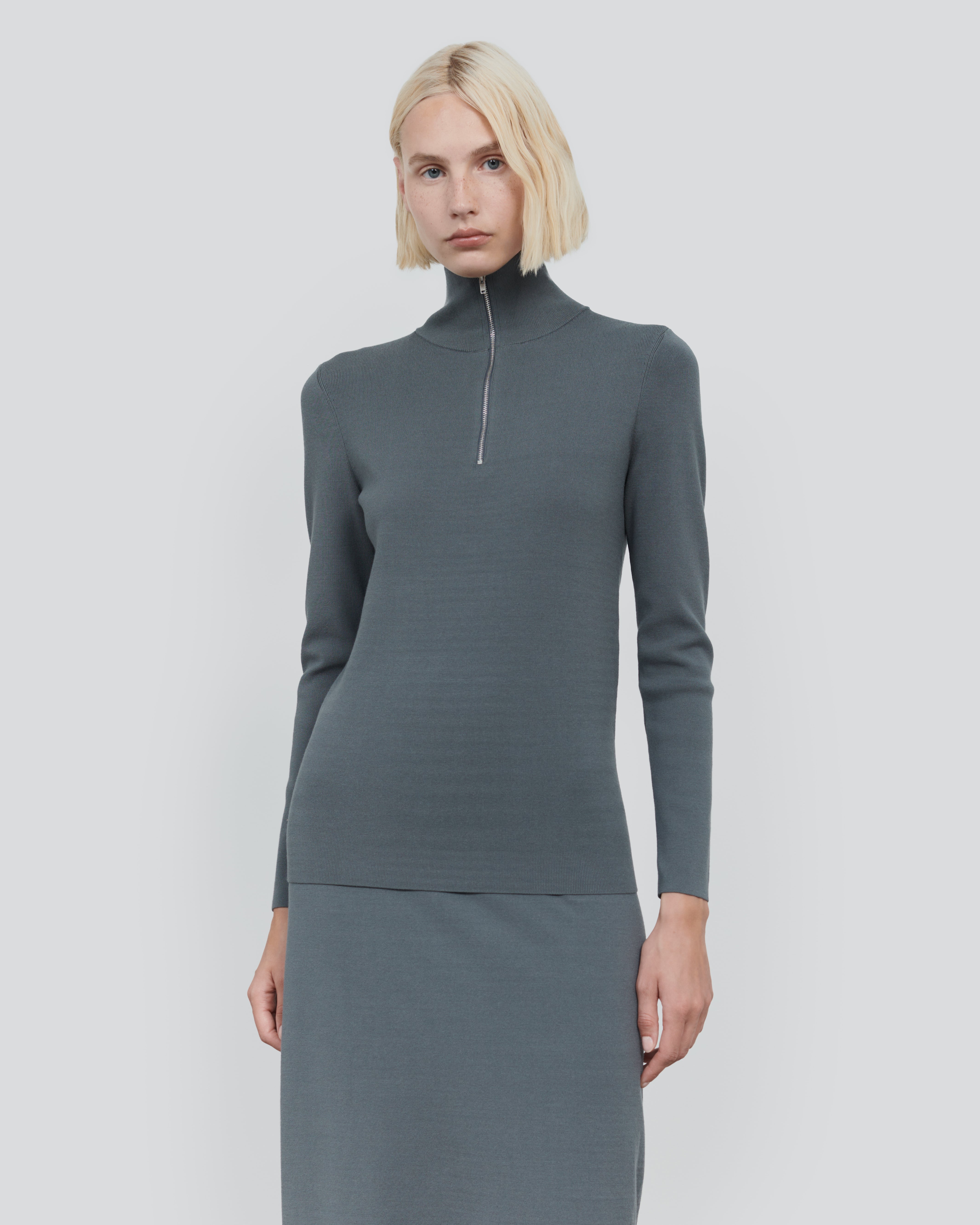 second layer ニットポロ Silk Viscose Half Zip Polo - Luxury Knit Sweater | 440ME