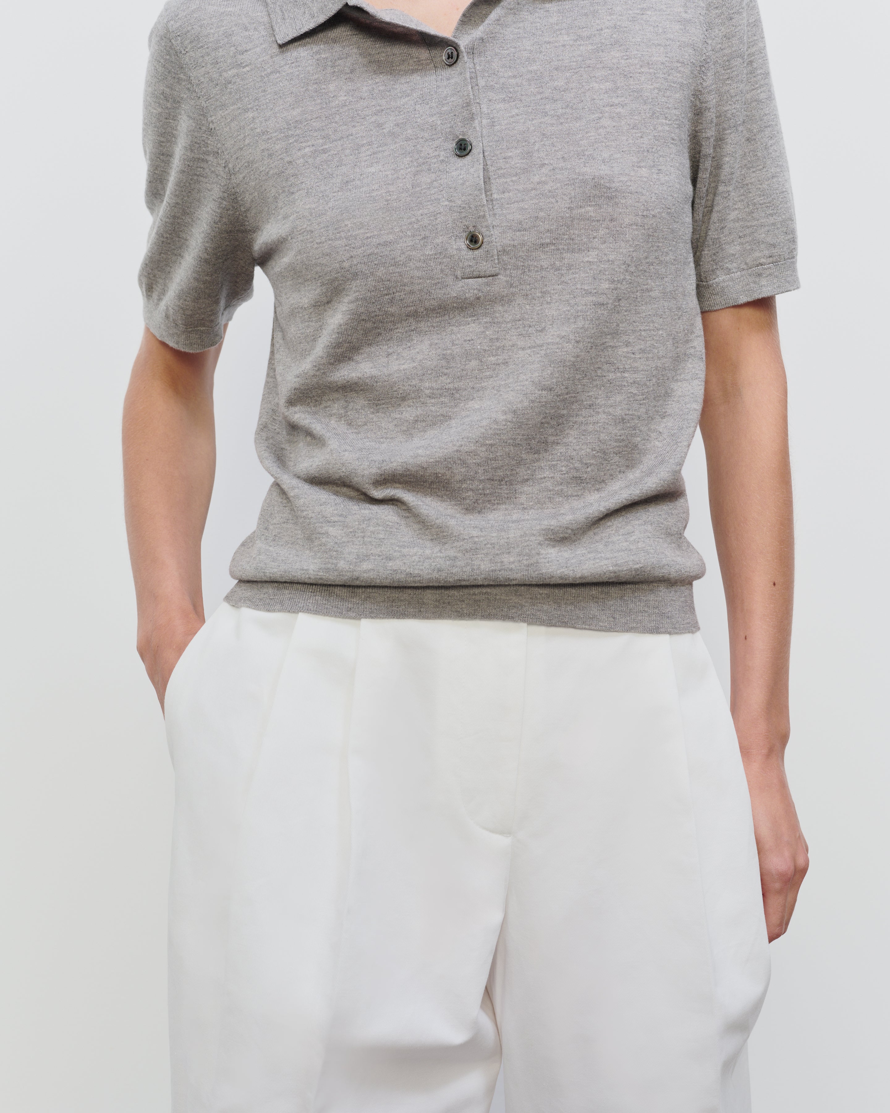 stokke cashmere-silk sweater polo Cashmere Silk Short Sleeve Polo - Luxury Summer Sweater
