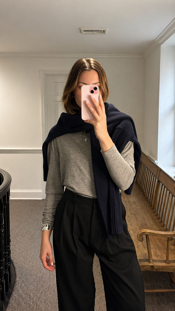stokke cashmere-silk sweater polo Cashmere Silk Polo Sweater – Fine Gauge Luxury Knit