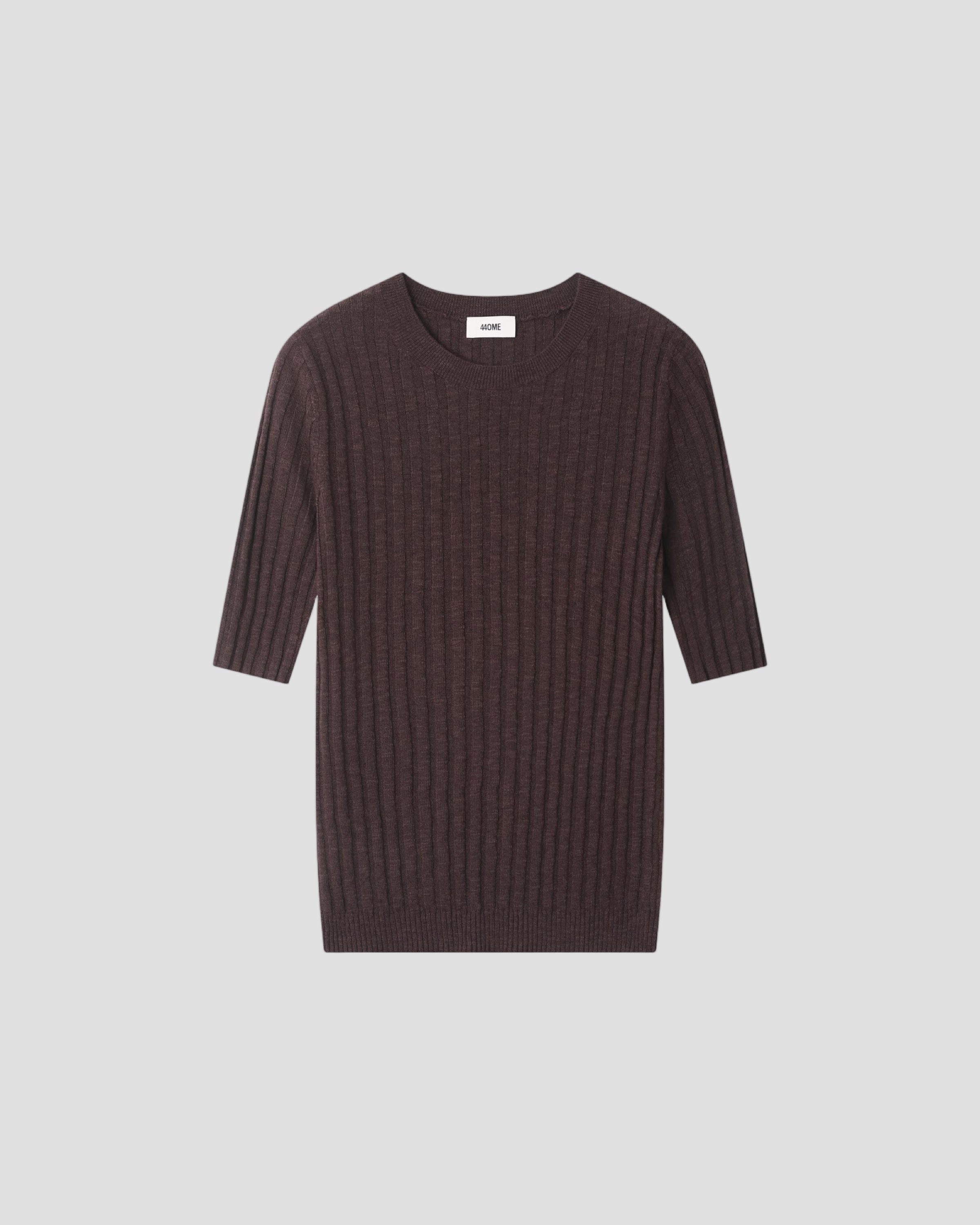LINEN COTTON RIB SHORT SLEEVE CREW