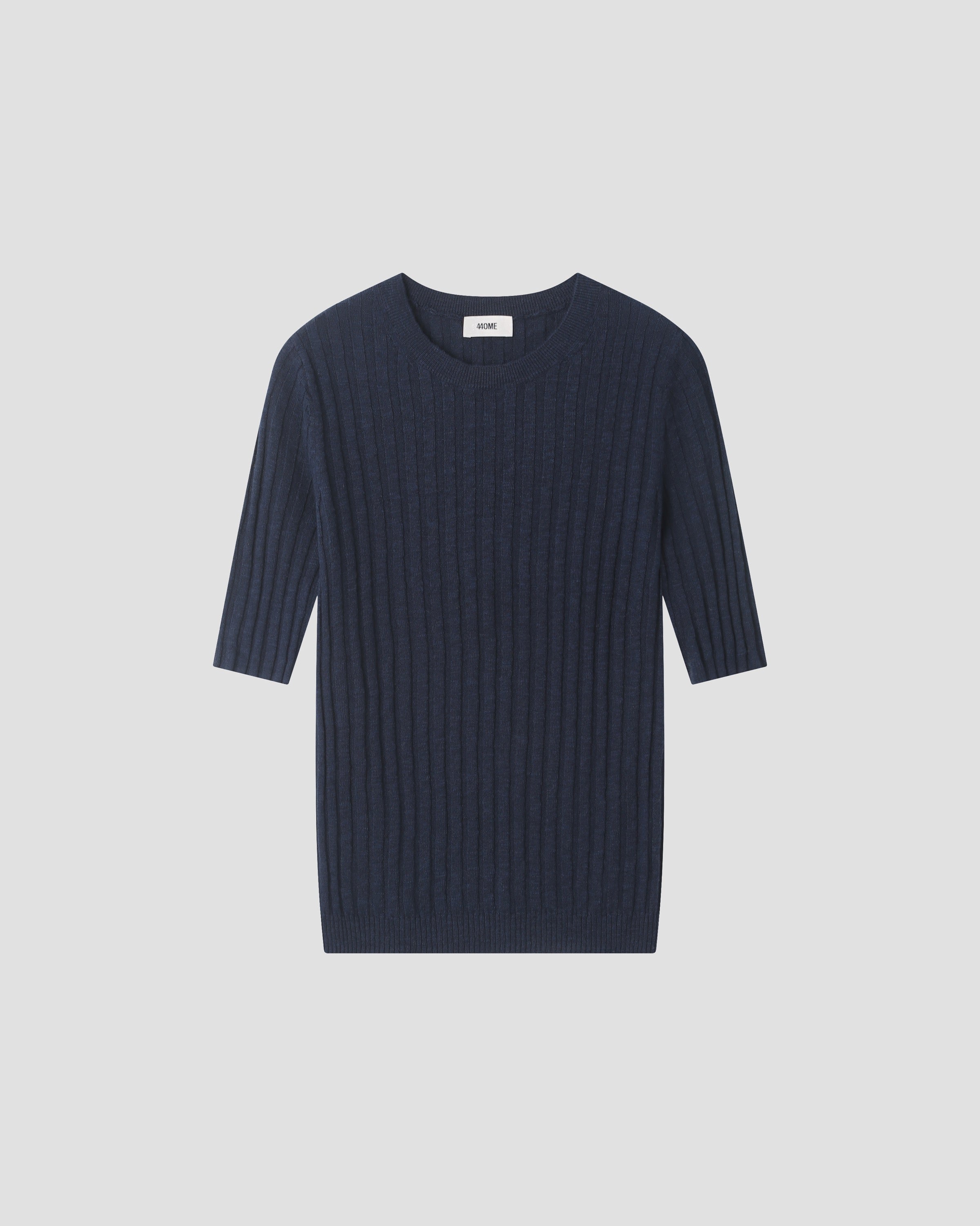 LINEN COTTON RIB SHORT SLEEVE CREW