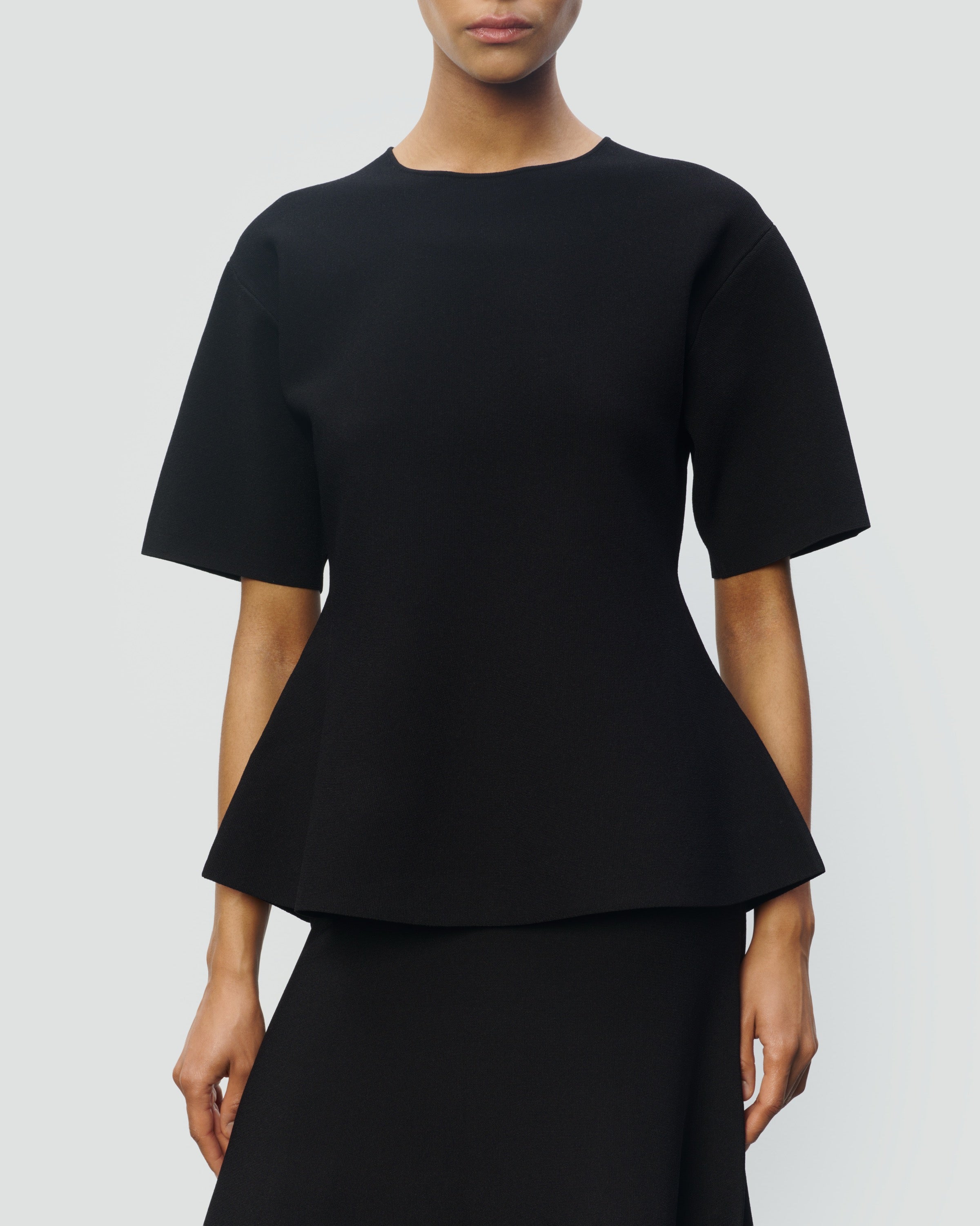 SILK VISCOSE PEPLUM TOP