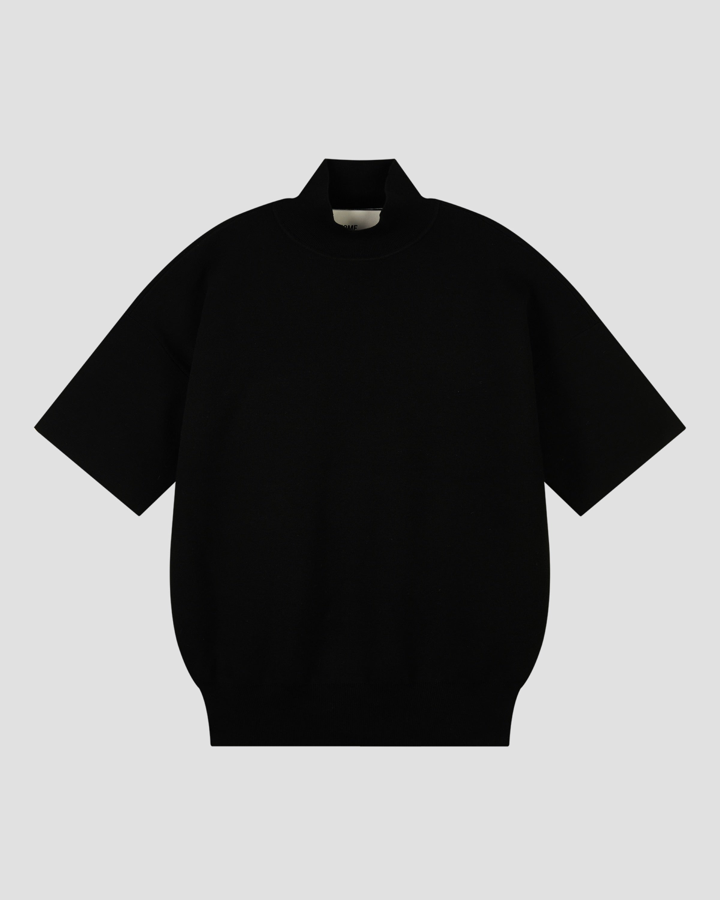SILK VISCOSE SHORT SLEEVE MOCK NECK
