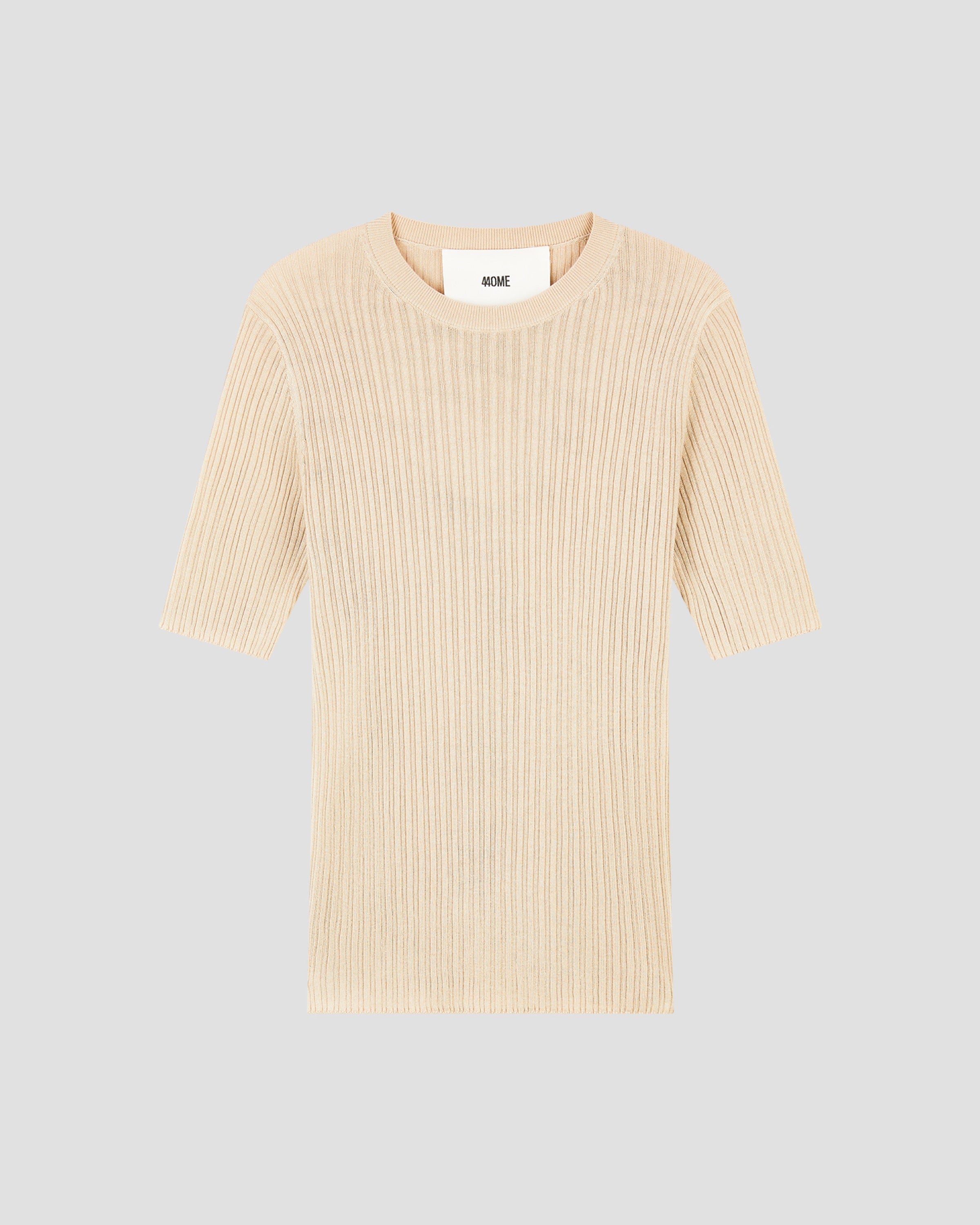 ニット/セーター short sleeve rib knit / beige TENCEL SILK GAUZY RIB SHORT SLEEVE
