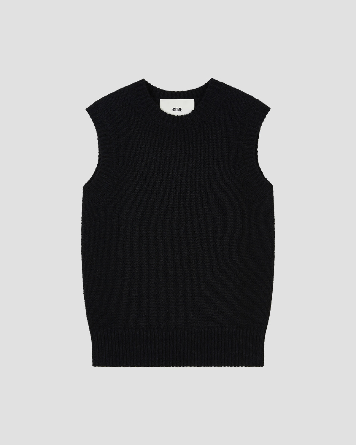 Textured Cotton Wool Blend Sleeveless Crew