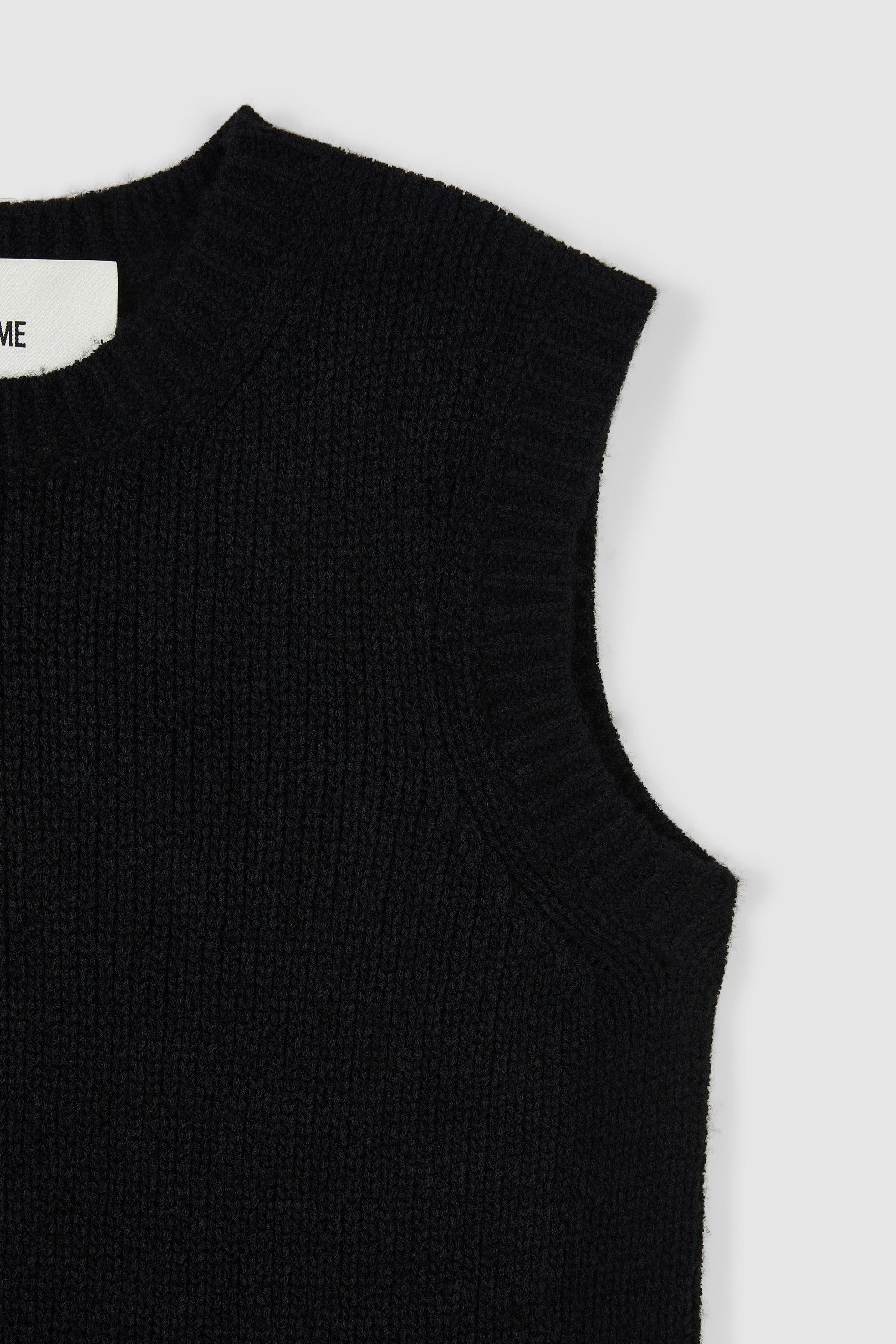 TEXTURED COTTON WOOL BLEND SLEEVELESS CREW