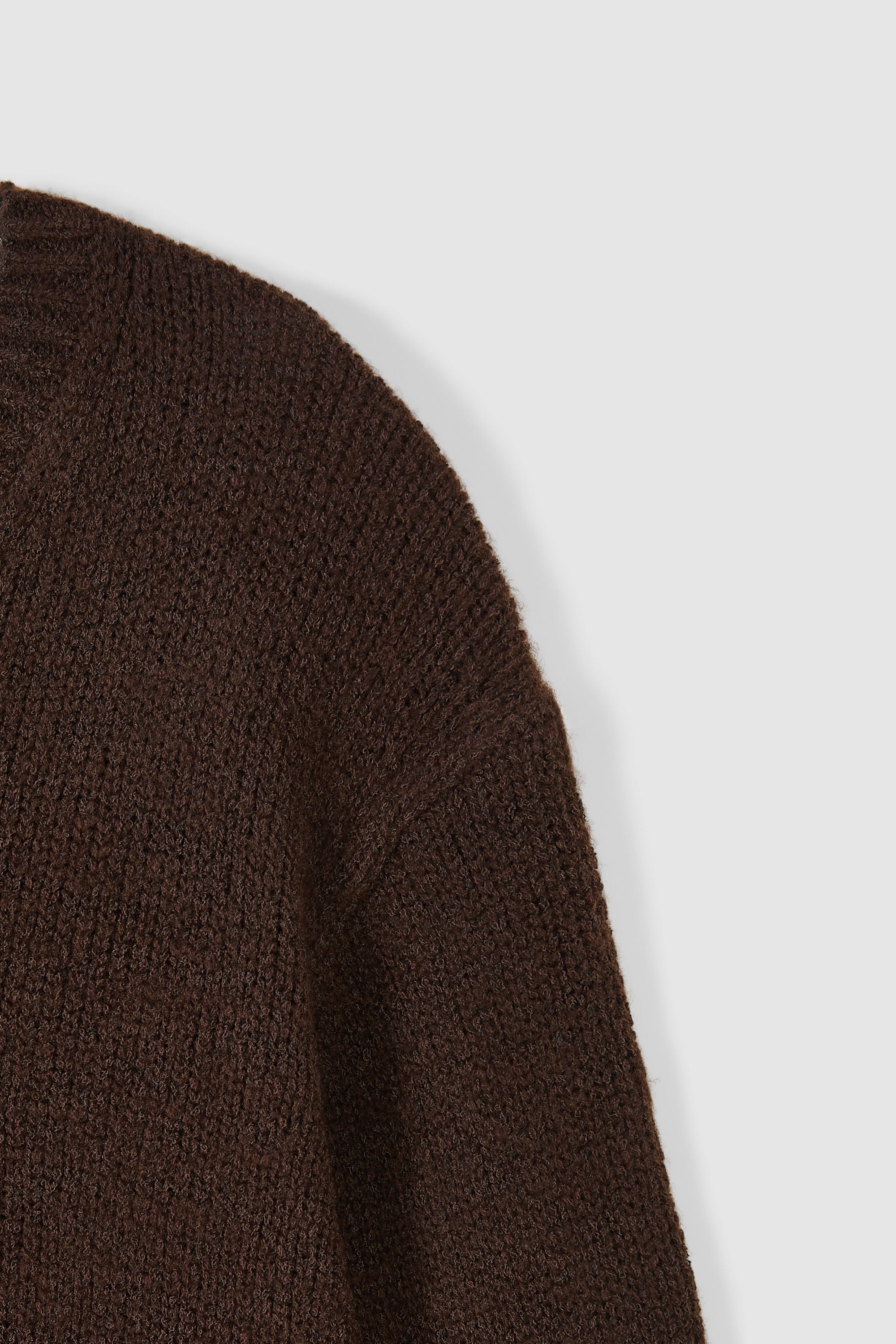 TEXTURED COTTON WOOL BLEND VNECK