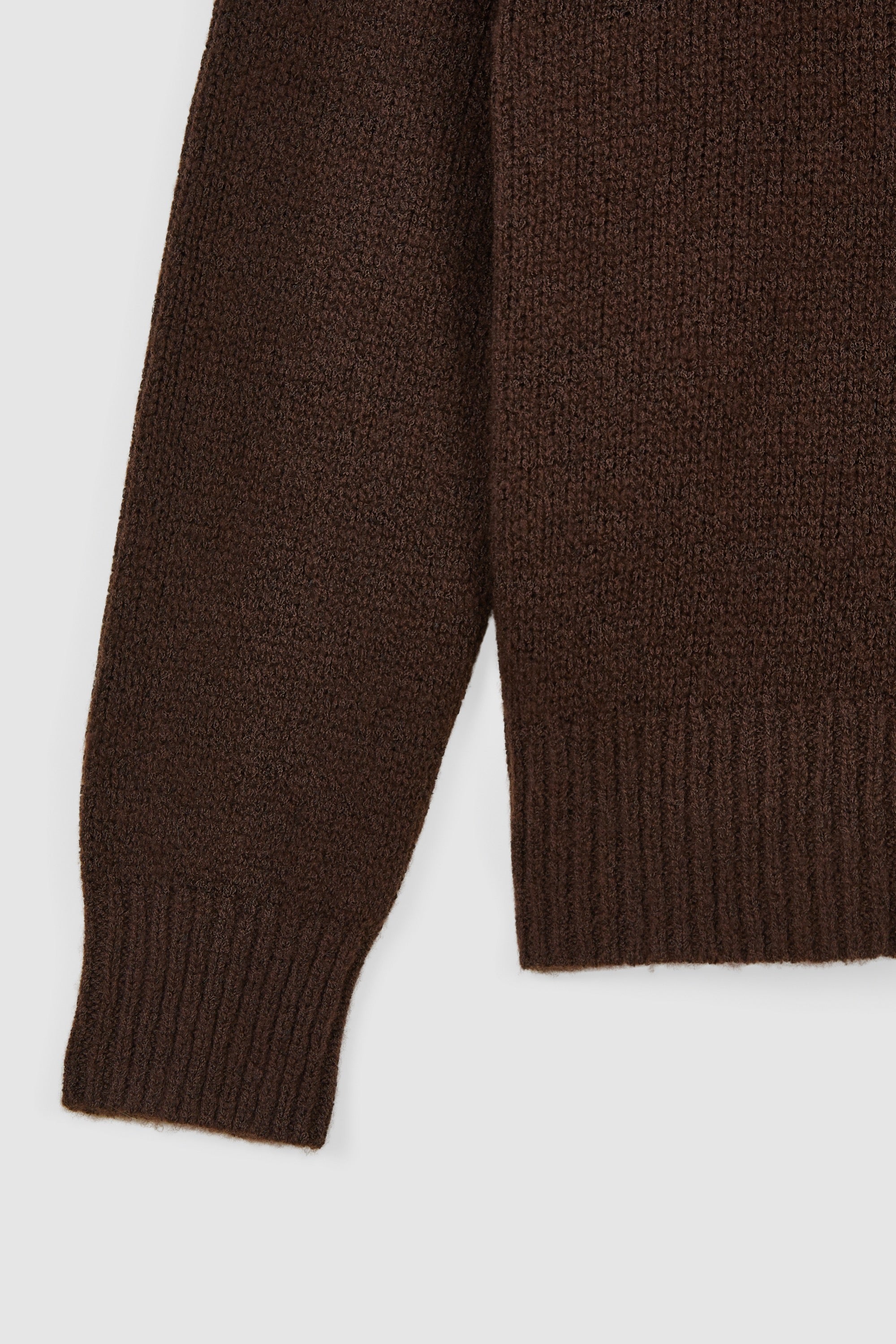 TEXTURED COTTON WOOL BLEND VNECK