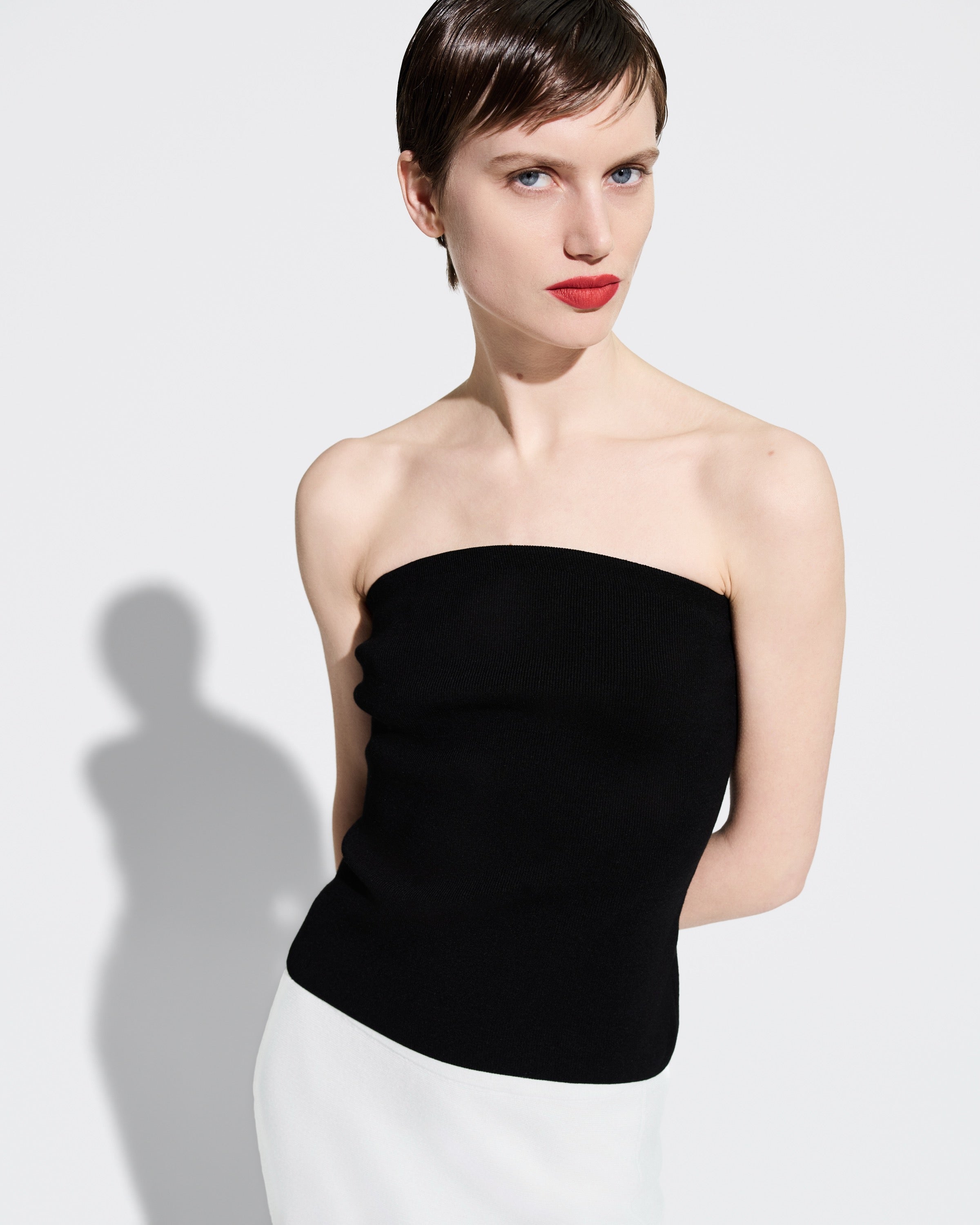 SILK VISCOSE STRAPLESS TOP
