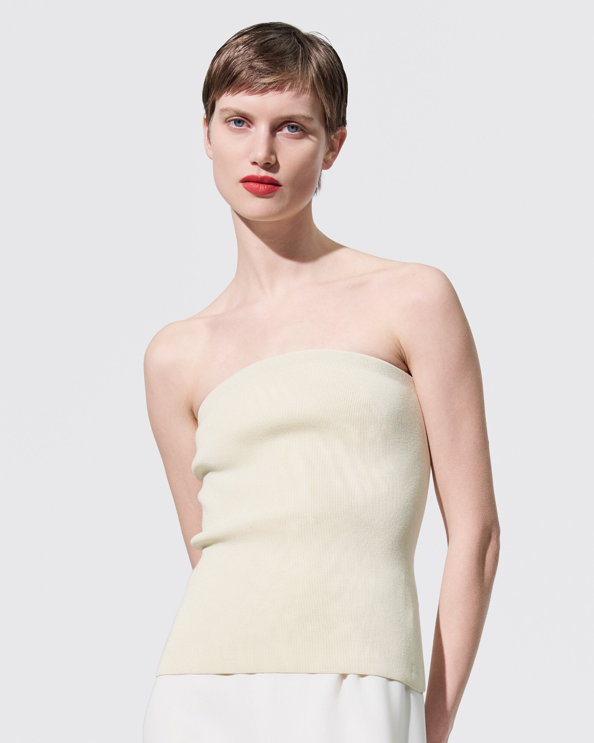 SILK VISCOSE STRAPLESS TOP