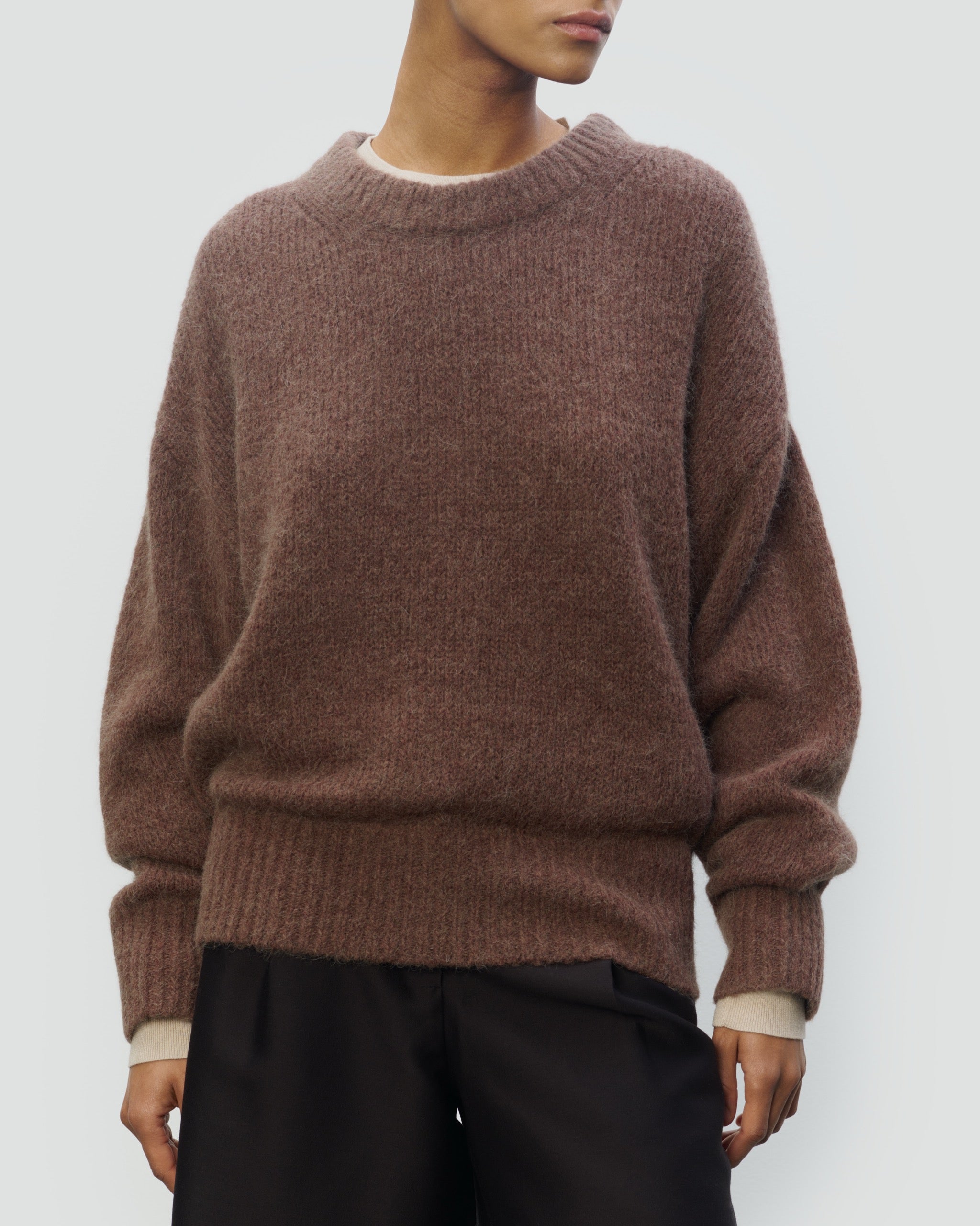 WOOL ALPACA BLEND RELAXED CREWNECK
