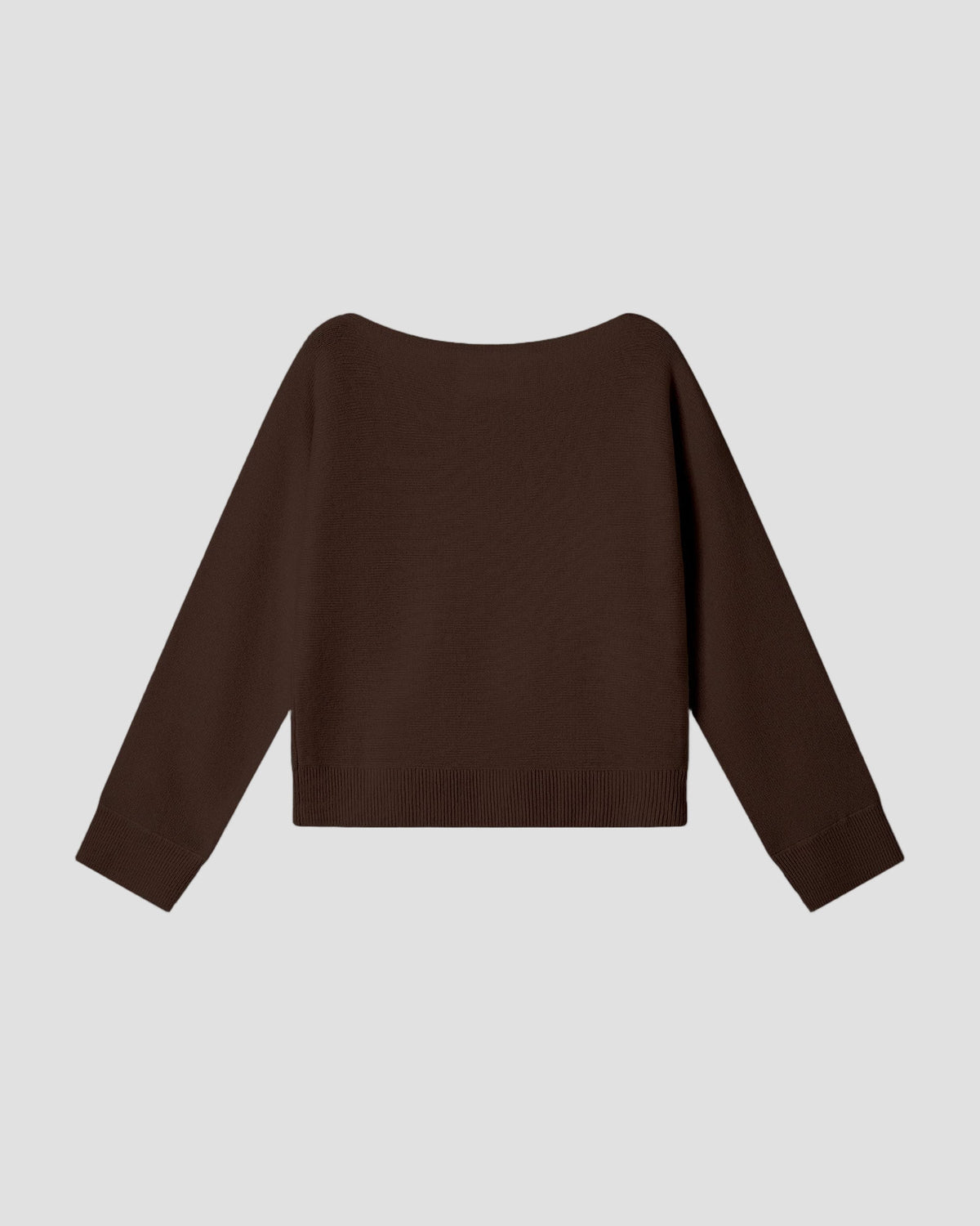 Wool Cashmere Relaxed Boatneck in Coffee - flat back #colour_Coffee
