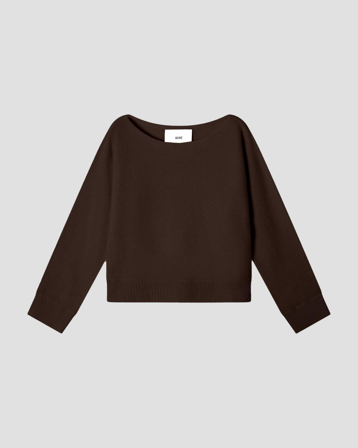 Wool Cashmere Relaxed Boatneck in Coffee - flat front