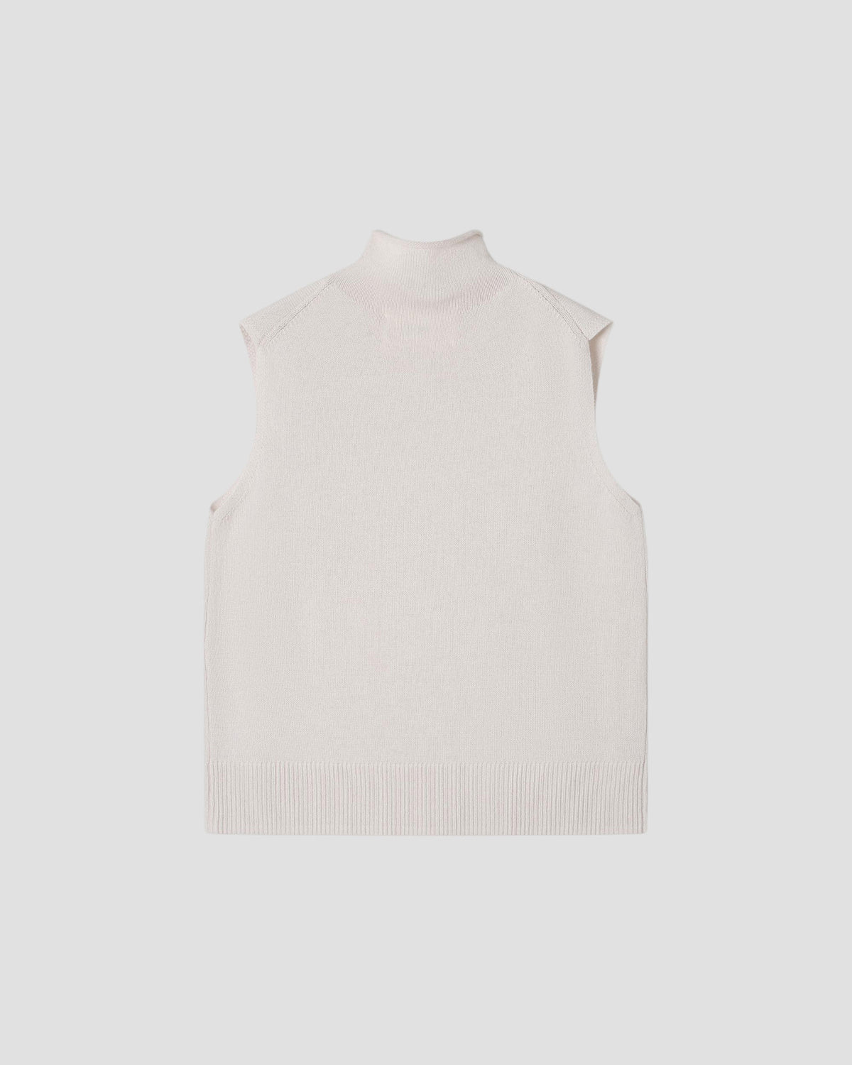 Wool Cashmere Sleeveless Mock Neck in Silence - flat back #colour_Silence