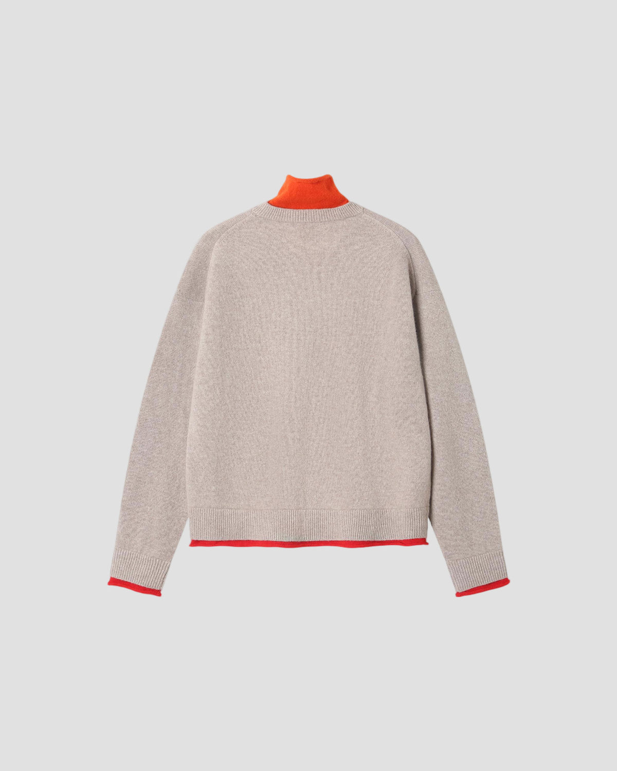 Wool Colorblock Layered Turtleneck in Camel - flat back #colour_Camel