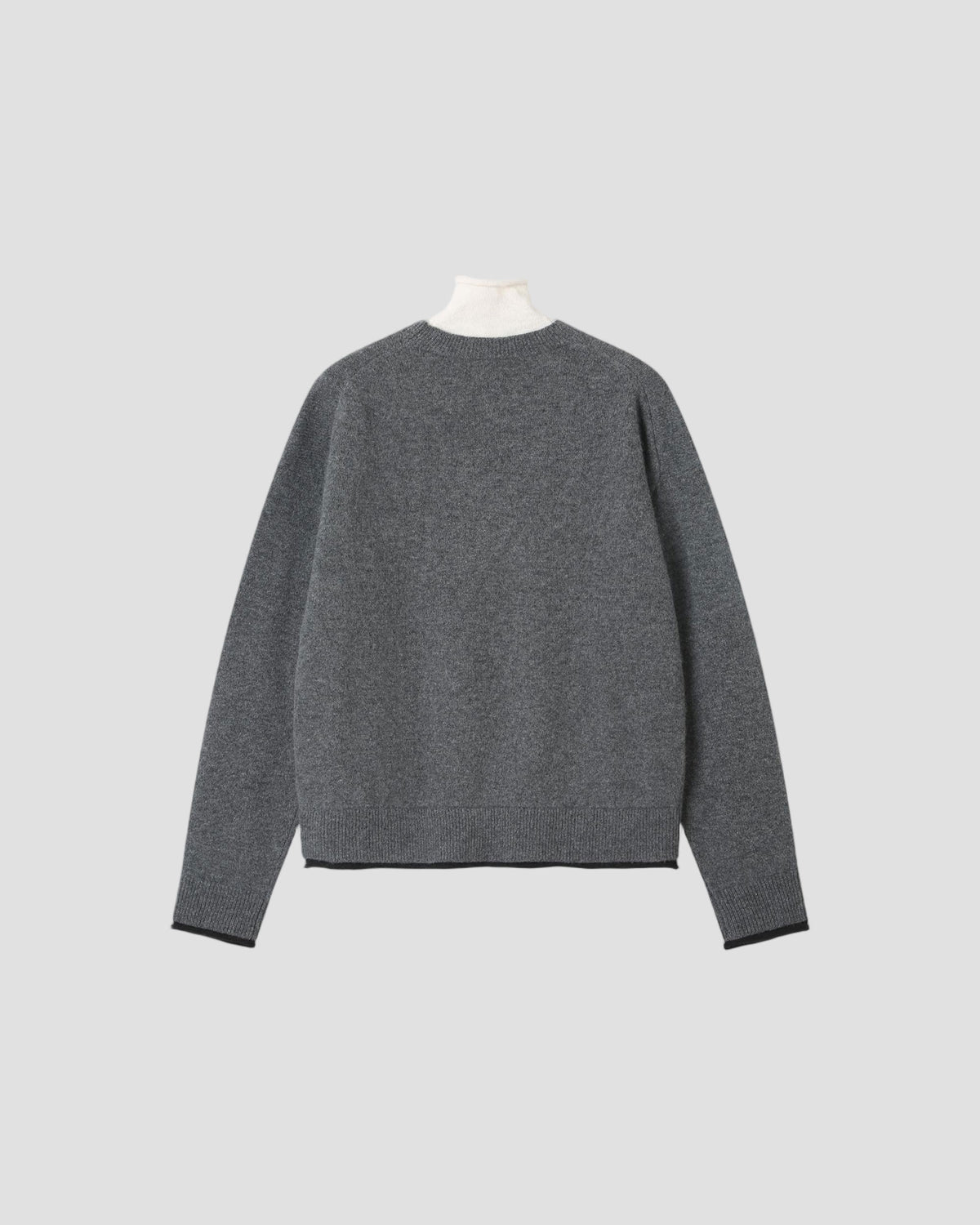 Wool Colorblock Layered Turtleneck in Grey - flat back #colour_Grey