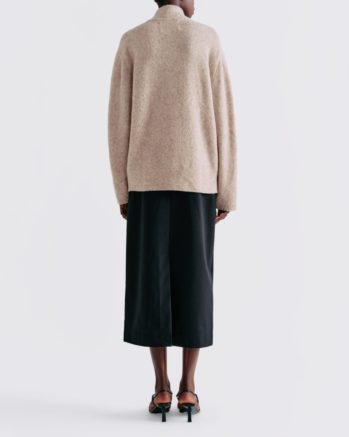 Wool Blend 1/2 Zip in Oatmeal - back view #colour_Oatmeal