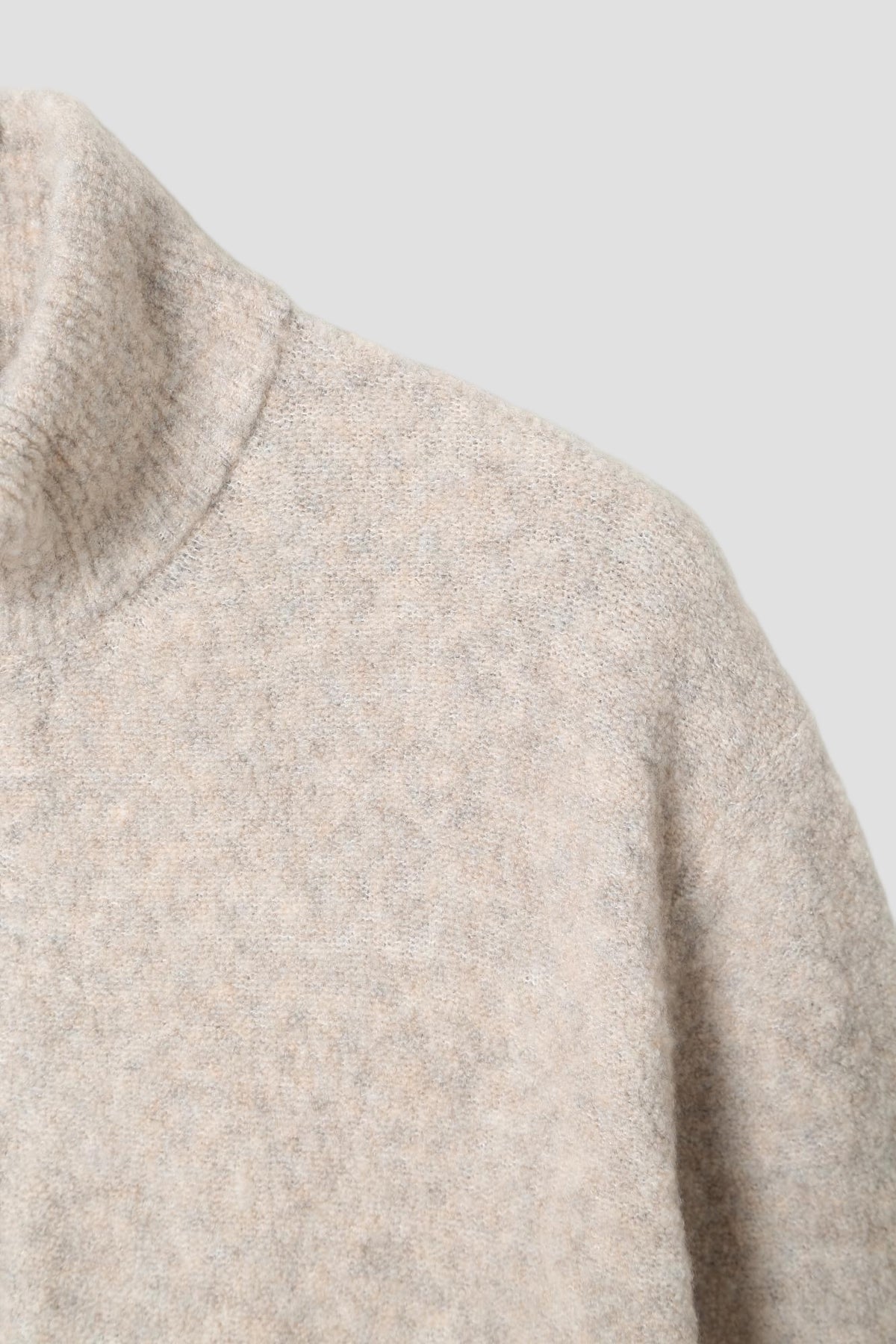 Wool Blend 1/2 Zip in Oatmeal - detail #colour_Oatmeal