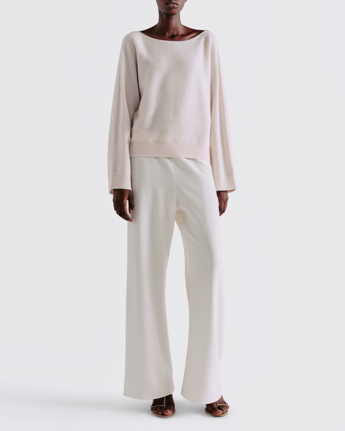 Wool Cashmere Relaxed Boatneck in Silence - front view #colour_Silence