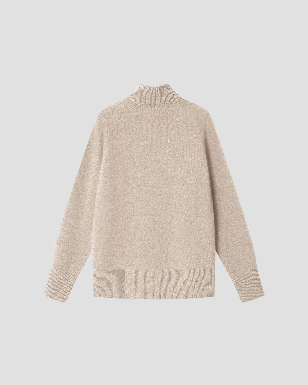 Essential Wool Long Sleeve Turtleneck in Sand - flat back #colour_Sand